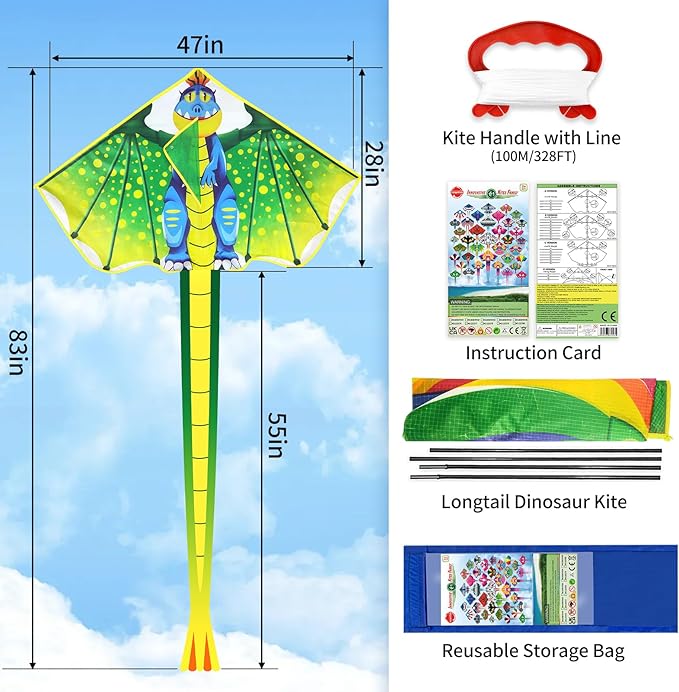 YongnKids Kite for Kids Age 4-8 8-12, Large Kites for Boys Adults Easy to Fly & Assemble, with 328ft String,Perfect for Beach Trip Park Family Activities Outdoor Games