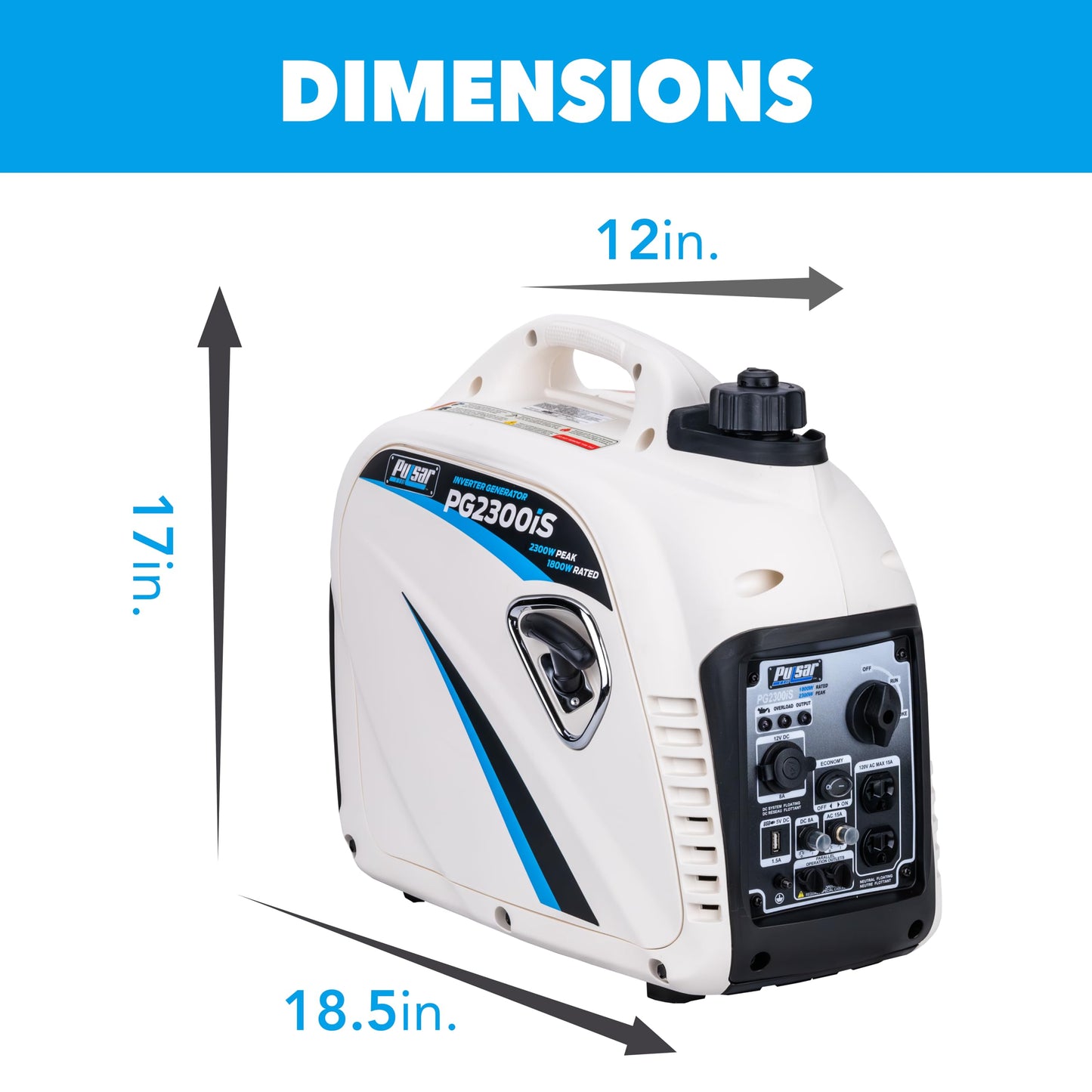 Pulsar PG2300iS 2,300W Portable Super Quiet Gas-Powered Inverter Generator with USB Outlet & Parallel Capability, CARB Compliant