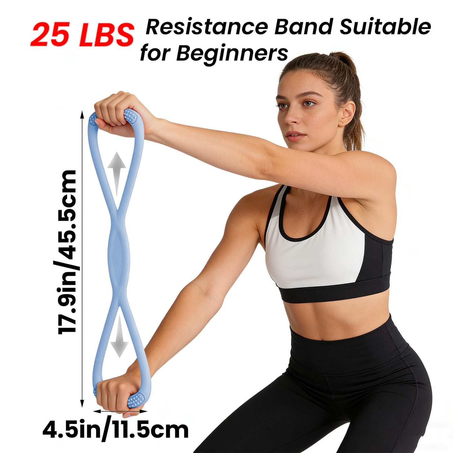 Figure 8 Resistance Band, Figure 8 Resistance Bands for Women Men, 25 lbs Resistance Band Figure for Working Out, Non-Slip Handles, Home Gym, Yoga & Physical Therapy