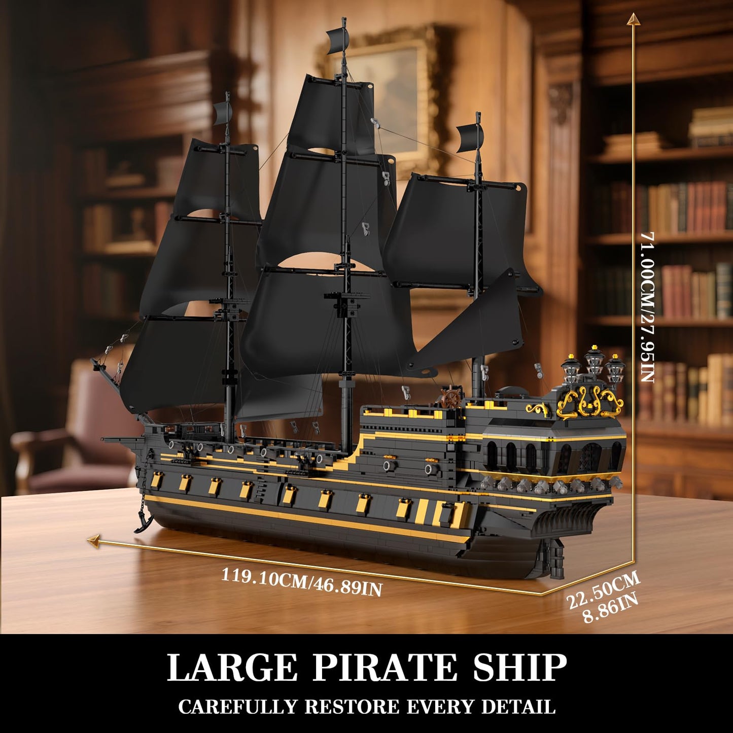 Mould King Pirates Ship Large Building Sets, 13186 MOC Black Pearl Sailboat Construction Sets to Build, Boat Sets for Adult, Home Decor & Birthday Gifts for Teens 14+(5266PCS)
