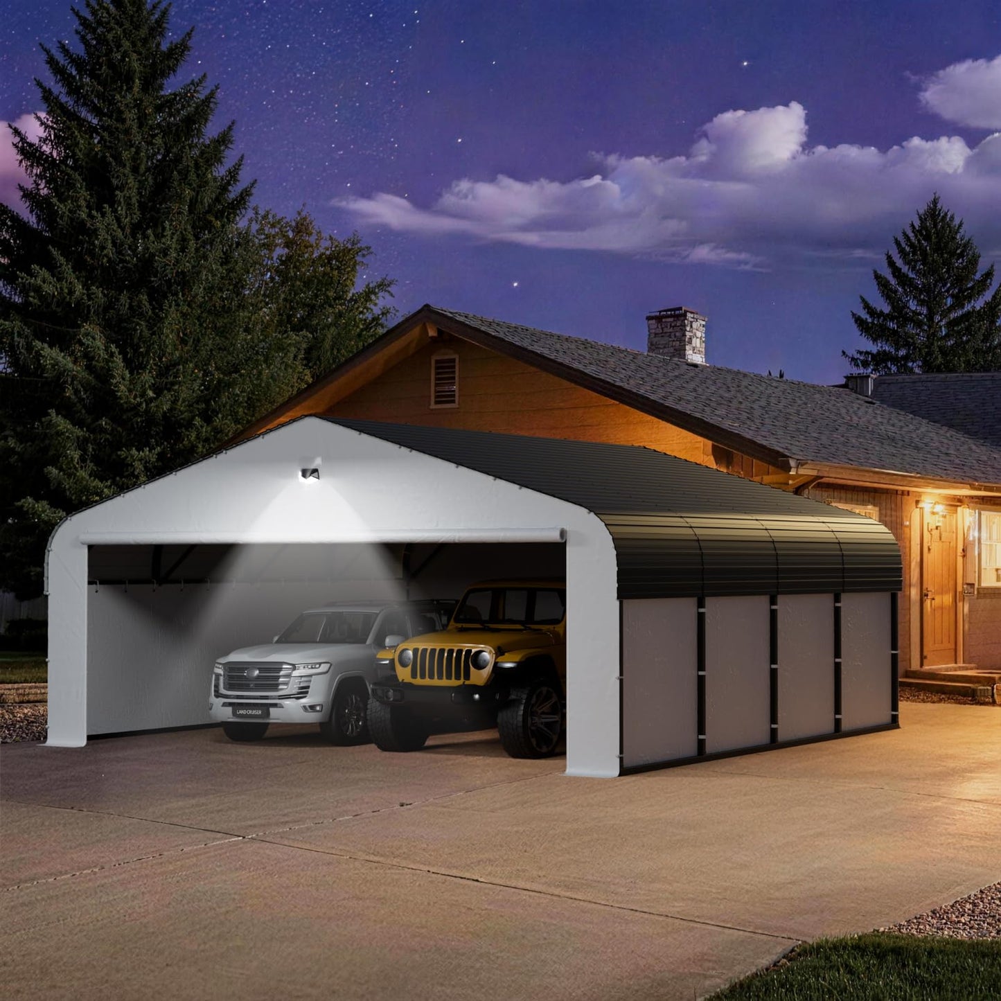 20x20 Metal Carport, Heavy Duty Car Carport Canopy, Galvanized Steel Roof Car Tent Garage, CarPorts with Removable Sidewalls