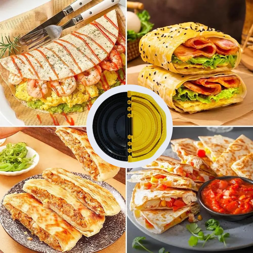 4-in-1 Tortilla Sealer Crimper & Press,Quesadilla Maker for 4in"+6in"+8in"+9.7in" Wraps,Make Tortillas, Dumplings & More with Easy-Clean Food-Grade Tool