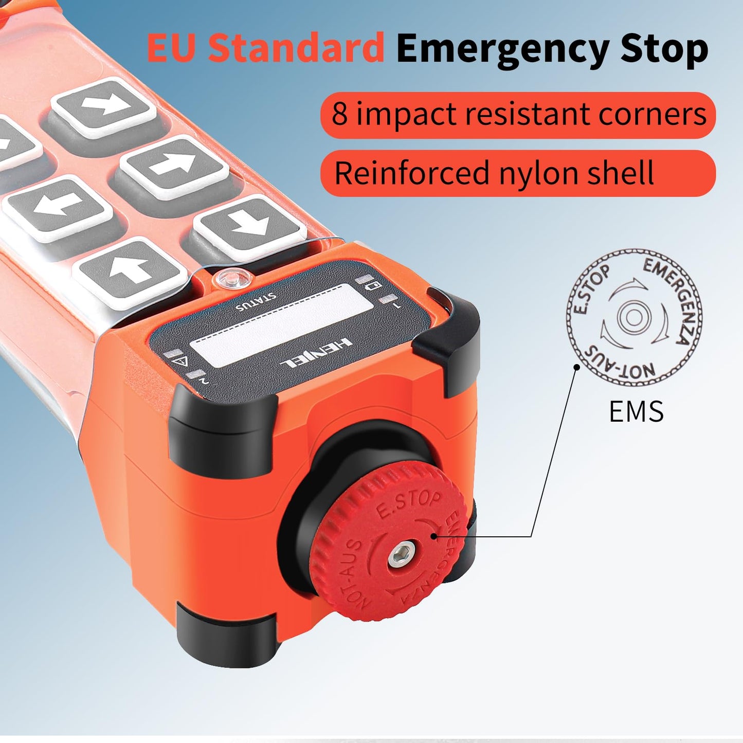 6 Button Industrial Wireless Crane Radio Remote Control for 24V 110V 220V Electric Chain Hoist Overhead Bridge Travelling Crane Truck Transmitters and 24-264V Receiver