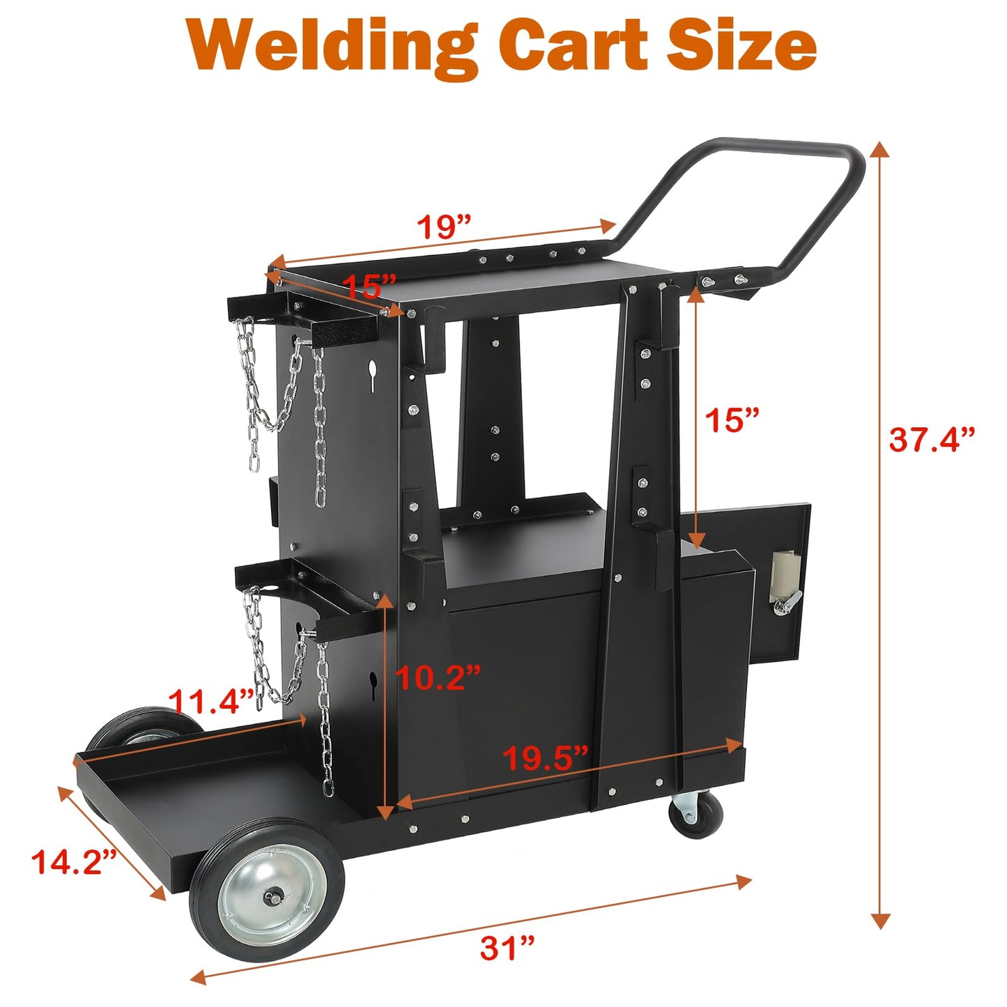 RCARTICH Welding Cart,Heavy Duty Rolling Welder Carts with 360 Swivel Wheels,Large Size Welder Cart for MIG MMA TIG Welding Machine and Plasma Cutter Tank