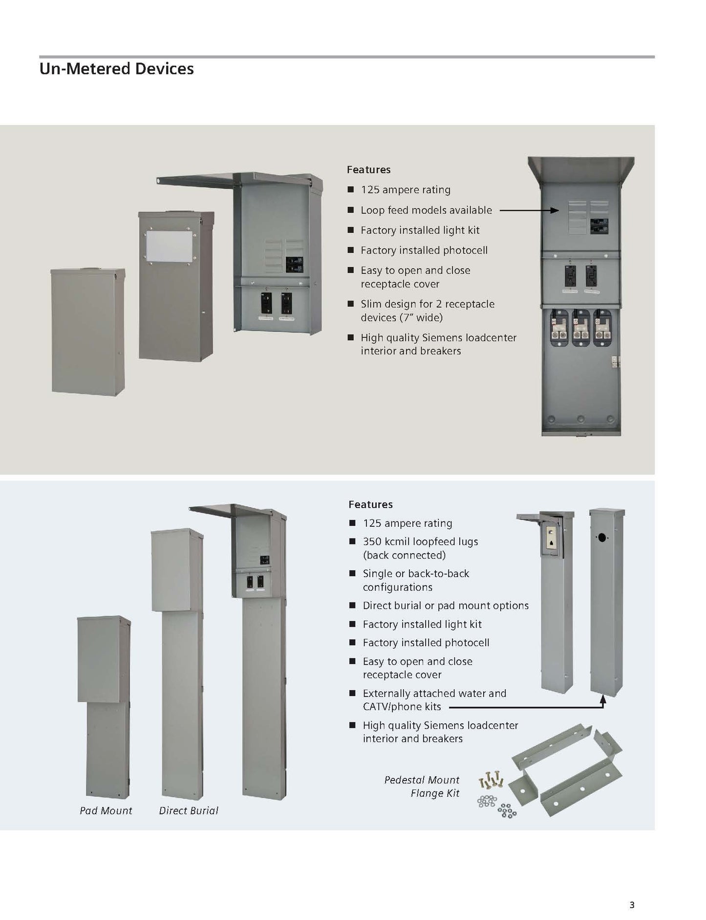 Siemens TL37US Talon Temporary Power Outlet Panel with a 20 and 30-Amp Receptacle Installed, Unmetered, Gray