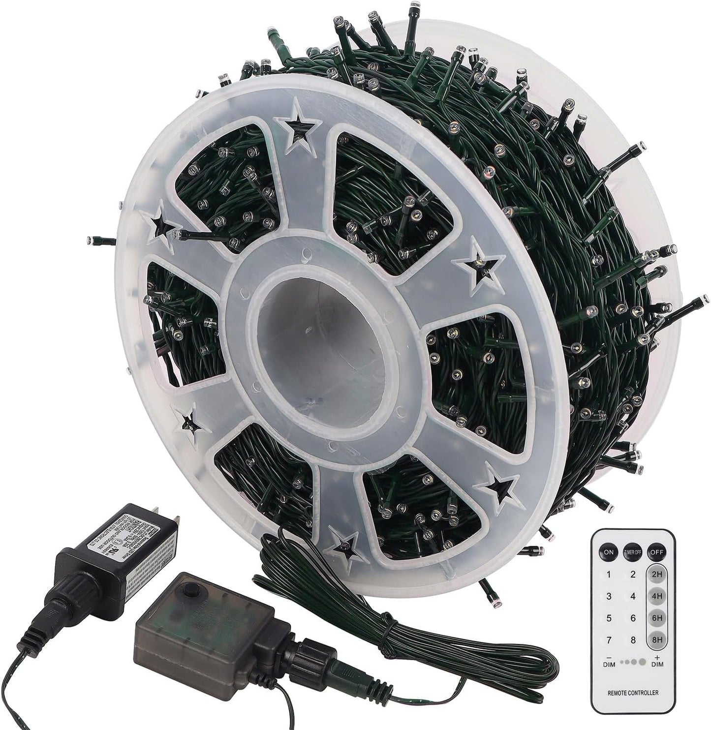 WATERGLIDE 1000 LED Christmas String Lights - 328 FT Green Wire Fairy Lights with Remote & 8 Modes | Waterproof for Outdoor Holiday Decor