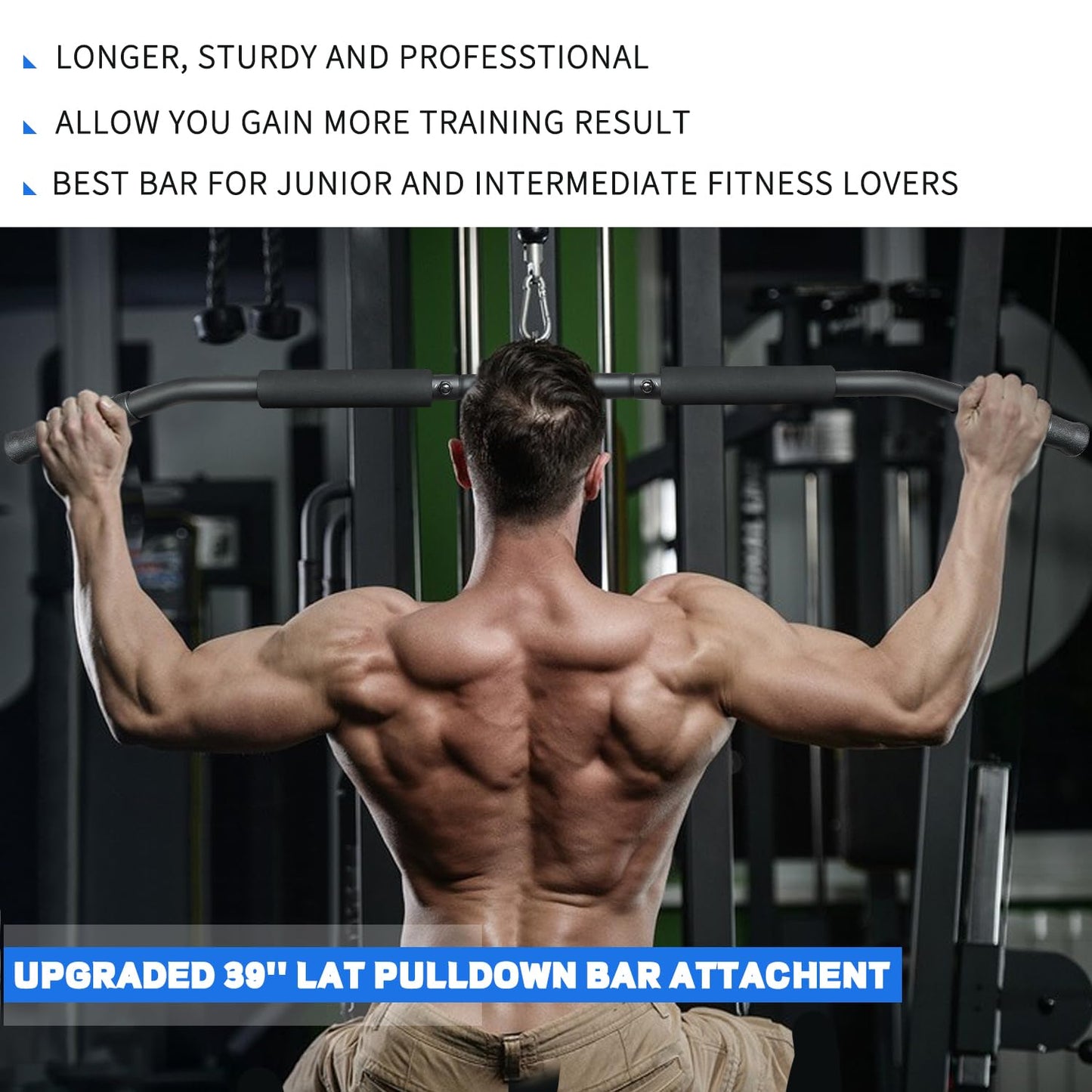 Berufexp Rotating LAT Pull Down Bar 39.4'' LAT Pulldown Attachments for Pulley System Gym Cable Machine LAT Pull Down Machine, LAT Pulldown Bar Cable Machine Attachment Cable Attachments for Gym