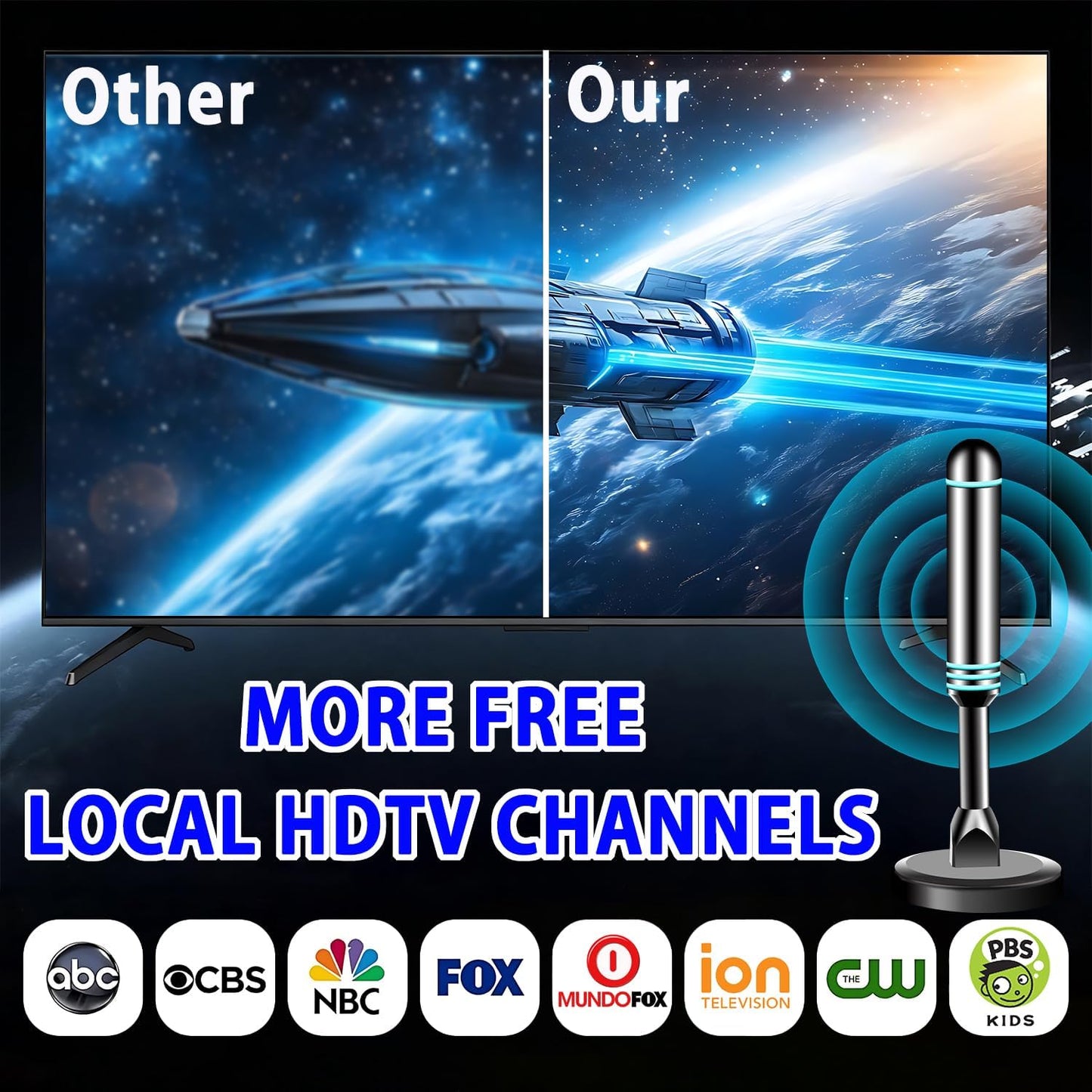 Generic 2026 4K 1080p TV Antenna Indoor, Digital TV Antenna for Local Channels, HDTV Antenna for TV Without Cable