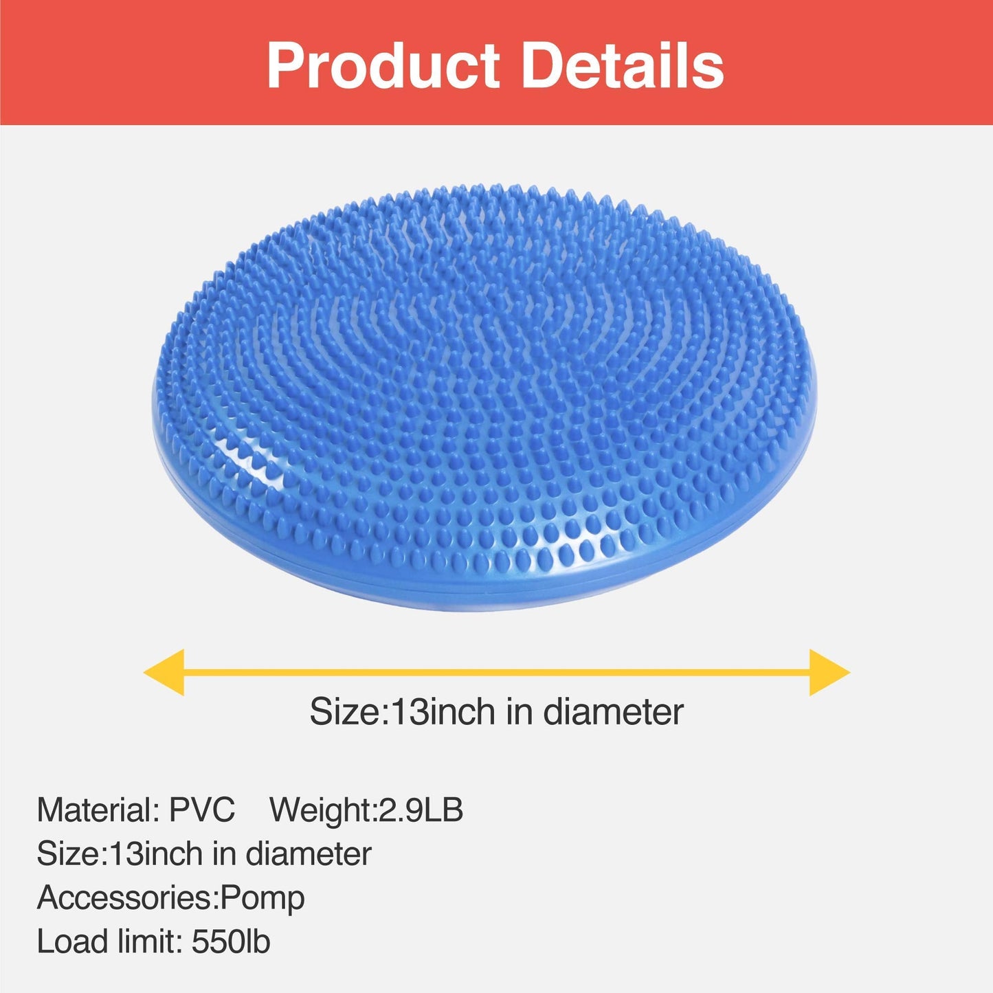 Primasole Balance Disc with Air Pump Wobble Cushion for Stability Workout 2 PCS Cobalt Blue Color PSS91NH052A
