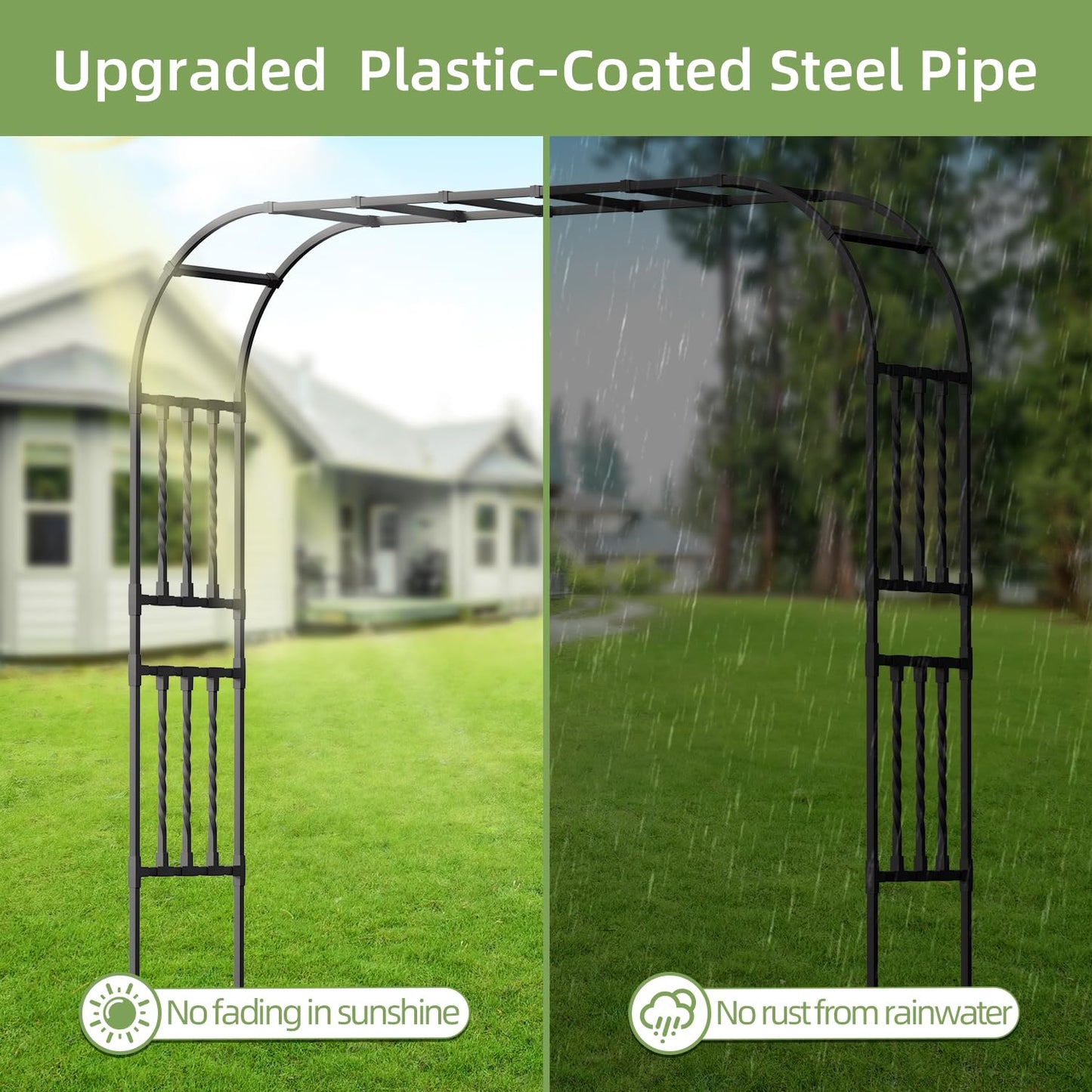 141 x98.4 in Square Tube Garden Arbor Trellis,Unique Design Extra Large Wide Metal Arch for Climbing Plants Outdoor,Wedding Arch Backdrop Stand for Garden Ceremony Party