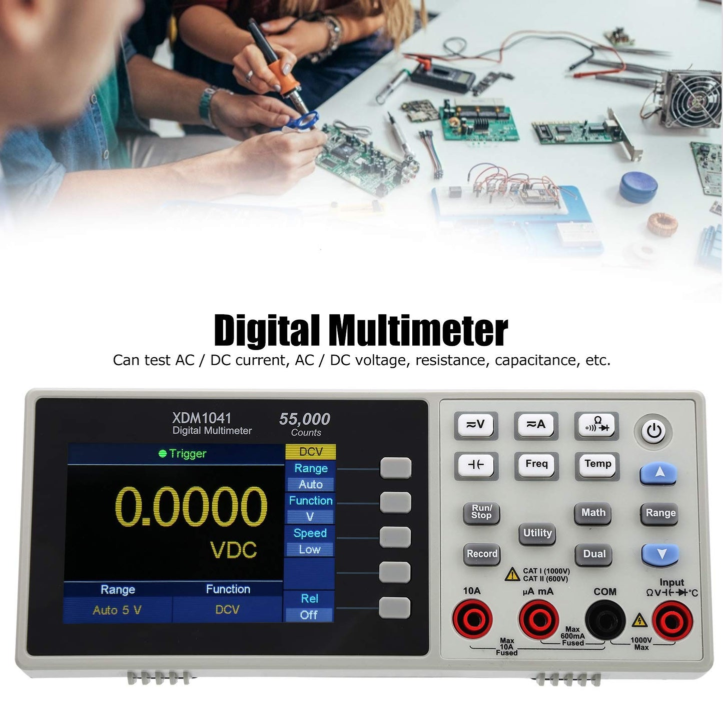 LiebeWH Digital Multimeter Mini Desktop True RMS 55000 Counts LCD Display Voltage Current Tester(US Plug)