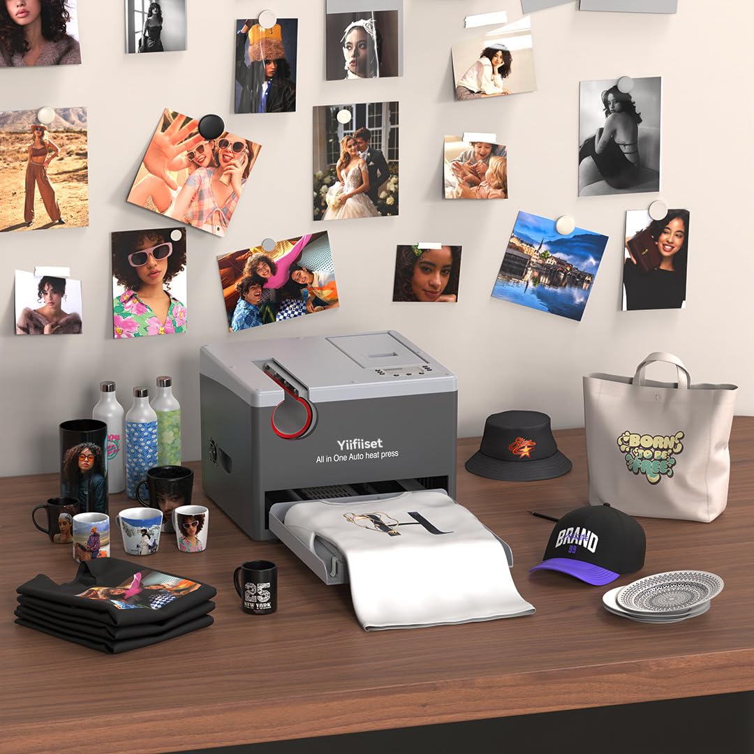 YIIFIISET Automatic Heat Press Machine, Heat Press for Home & Business with Digital Display. (Multifunction Heat Press Machine)