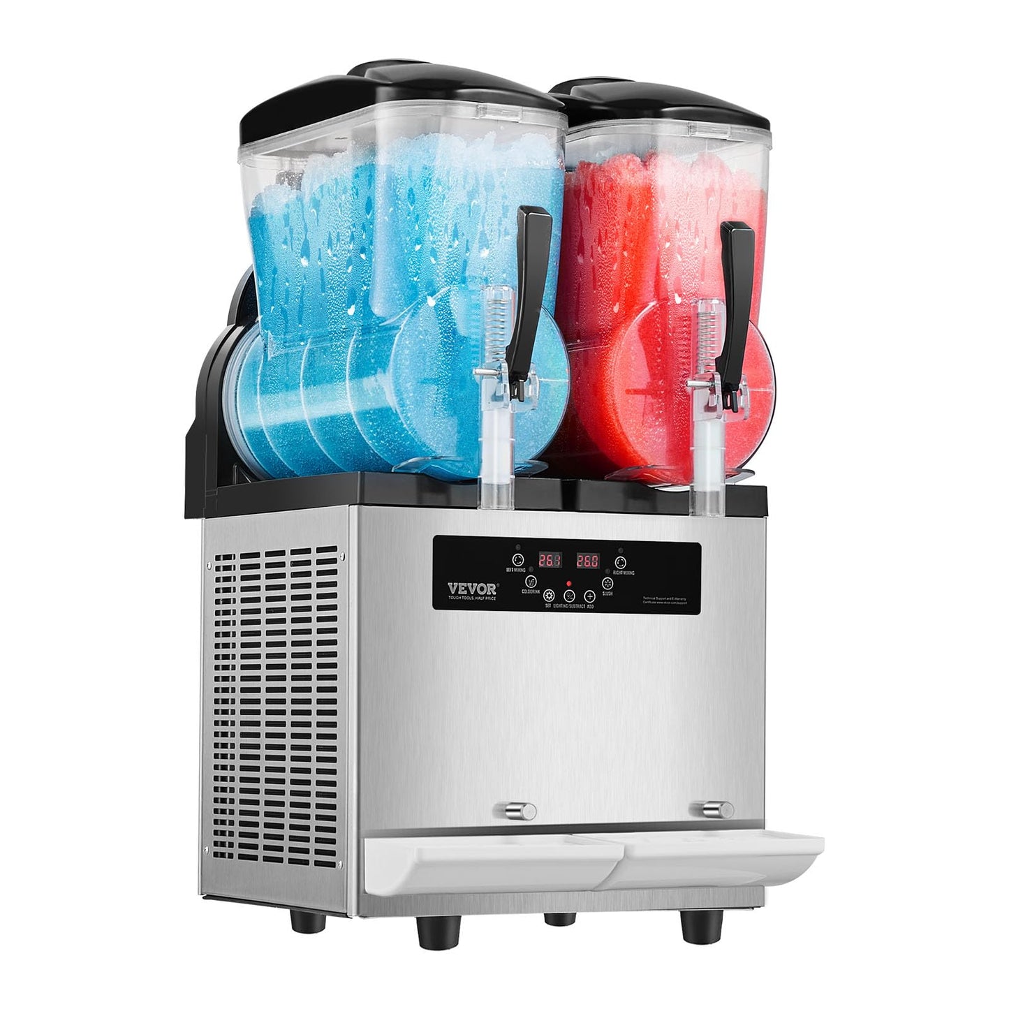 VEVOR Commercial Slushy Machine, 12Lx2 Double Tank Frozen Drink Machine, 96 Cups Stainless Steel Margarita Smoothie Frozen Drink Maker, Slushie Machine for Home Party Restaurants Cafe Bars