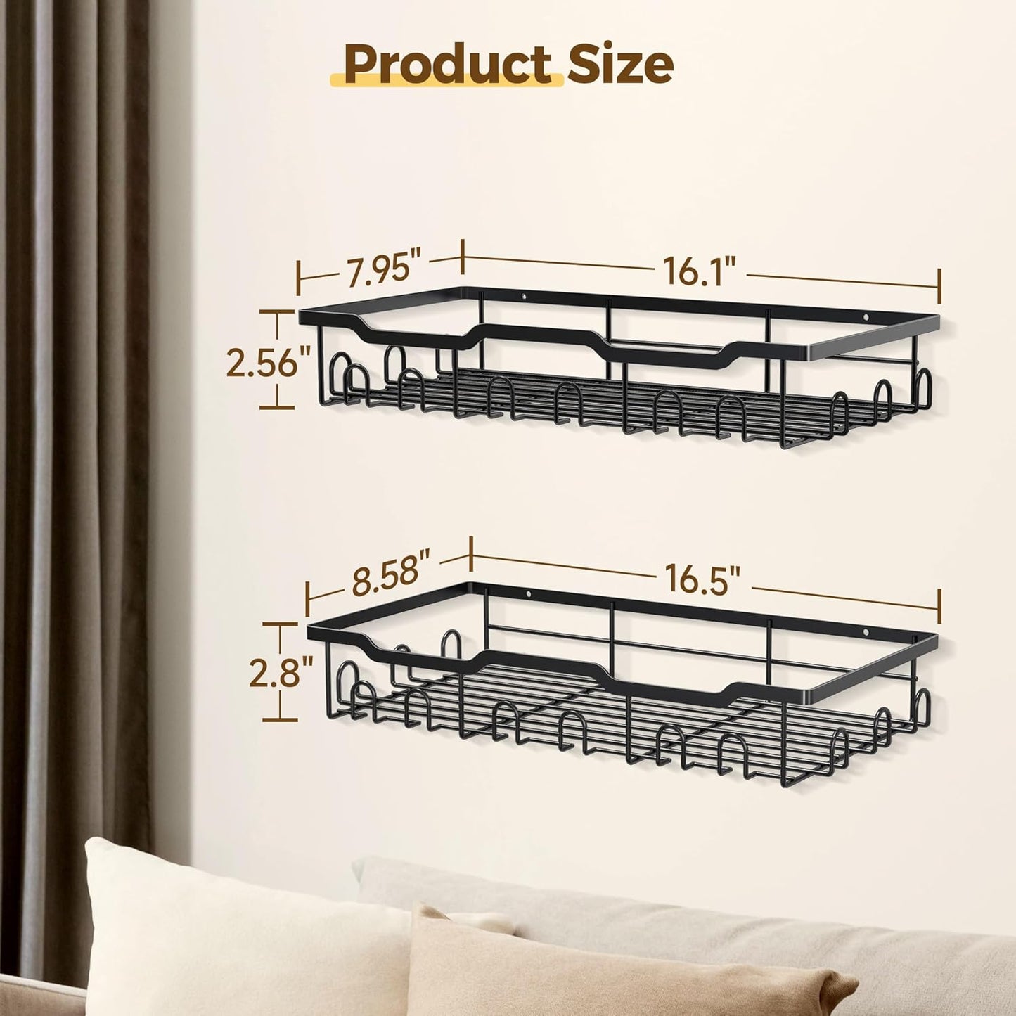 Nicetree Hat Racks - Metal Organizer for 48 Baseball Caps | 2-Pack Storage Solution in Black
