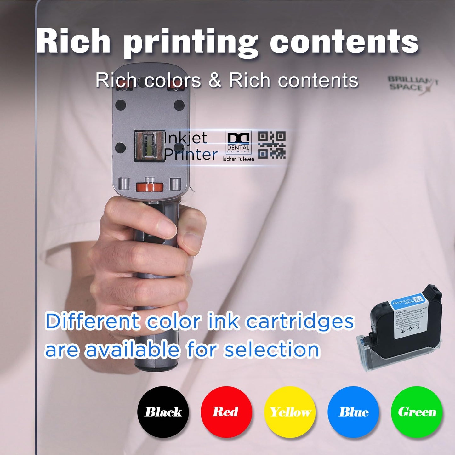 ZHONGMIN Handheld Inkjet Printer with 42ml Quick-Drying Ink Cartridge for Text/Date/Barcode/Logo, Metal Body, 4.3" Touch Screen, Print Height 0.08"-0.5", Portable Industrial Coding Machine ZM-C120L