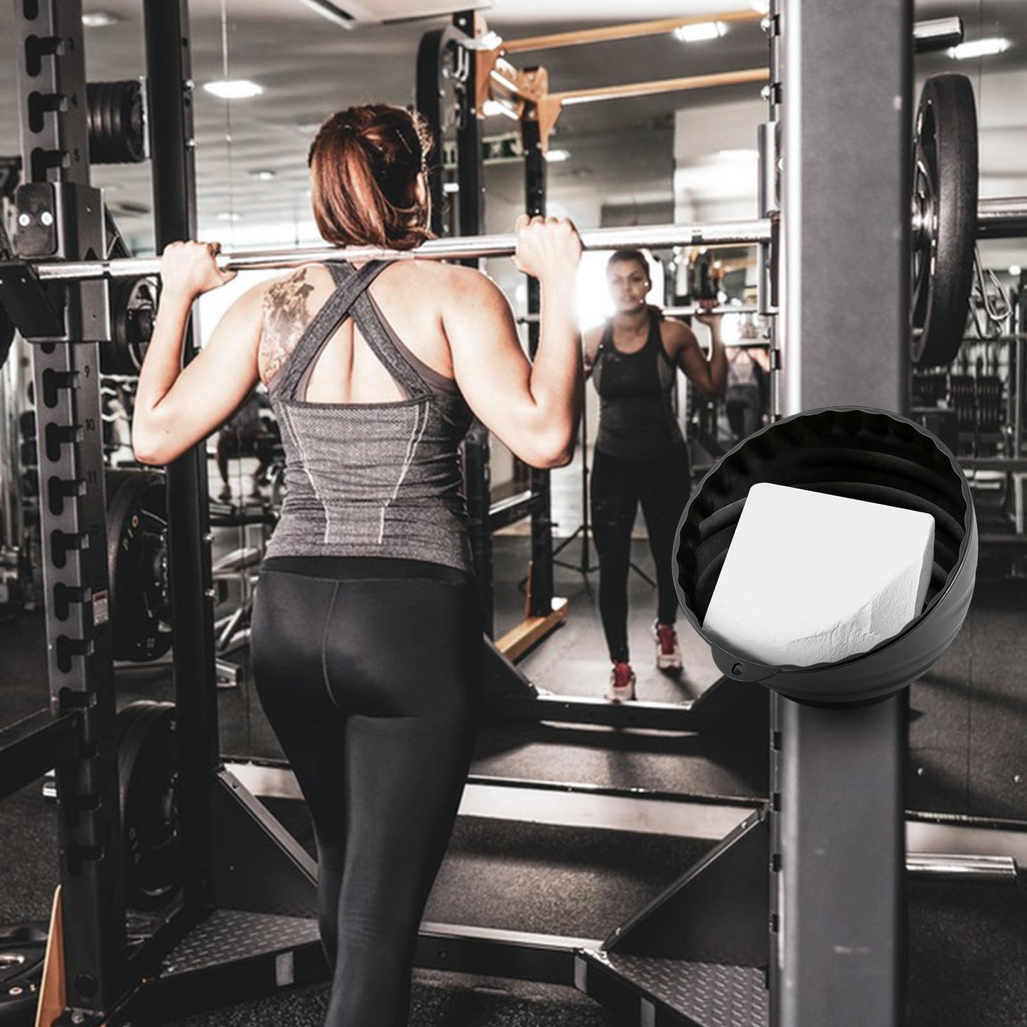 Gym Chalk Bowl Container, Magnetic Chalk Holder for Weightlifting Workout, Gym Chalk Holder Storage Magnet Bowl Gym Accessories