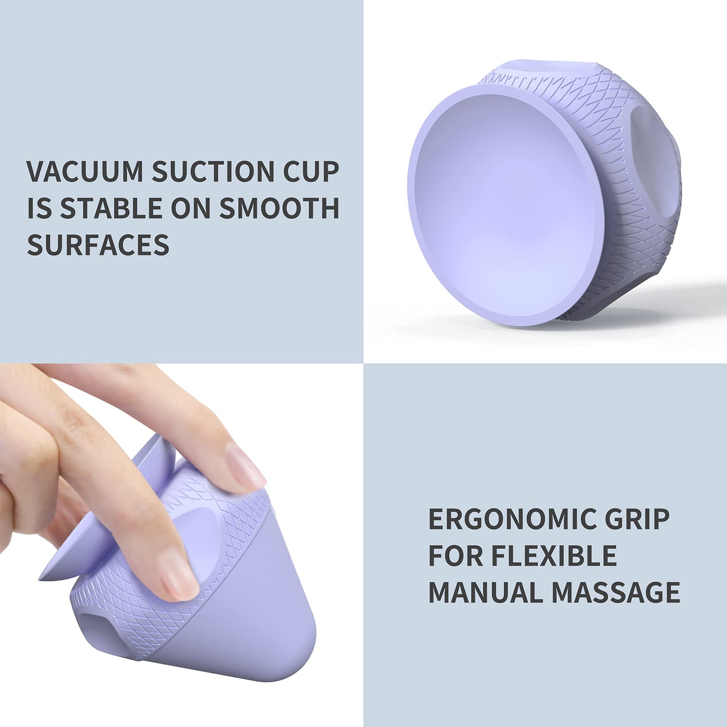 FITMIND Mountable Self-Massage Ball Handfree with Suction Cup,Deep Tissue Back Sore Muscle Knot Massager,Myofascial Release,Manual Massage Balls, Foot Plantar Fasciitis, Back Stress Relief - Purple