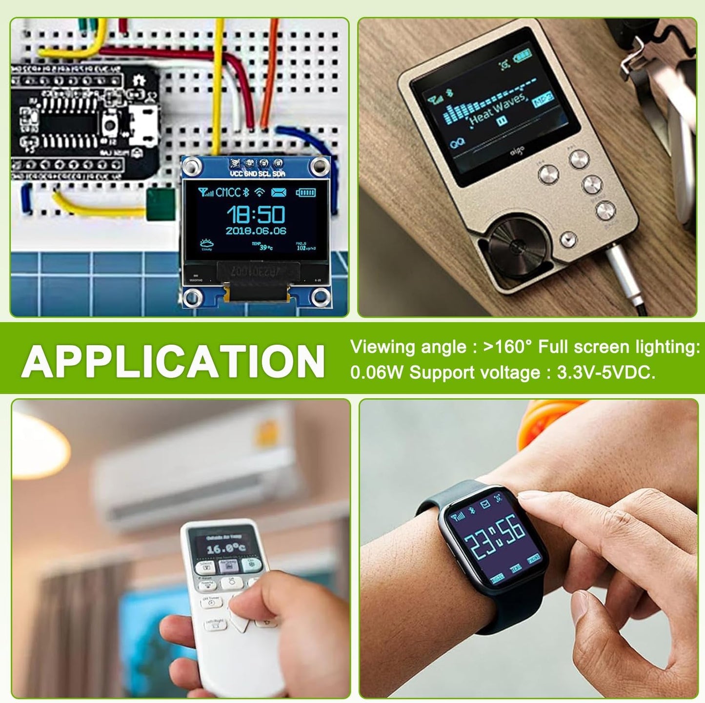 EPLZON 5 Pack 1.3 inch 128x64 OLED IIC Display Module Pixel Mini Self-Luminous Display Screen Board for Arduino