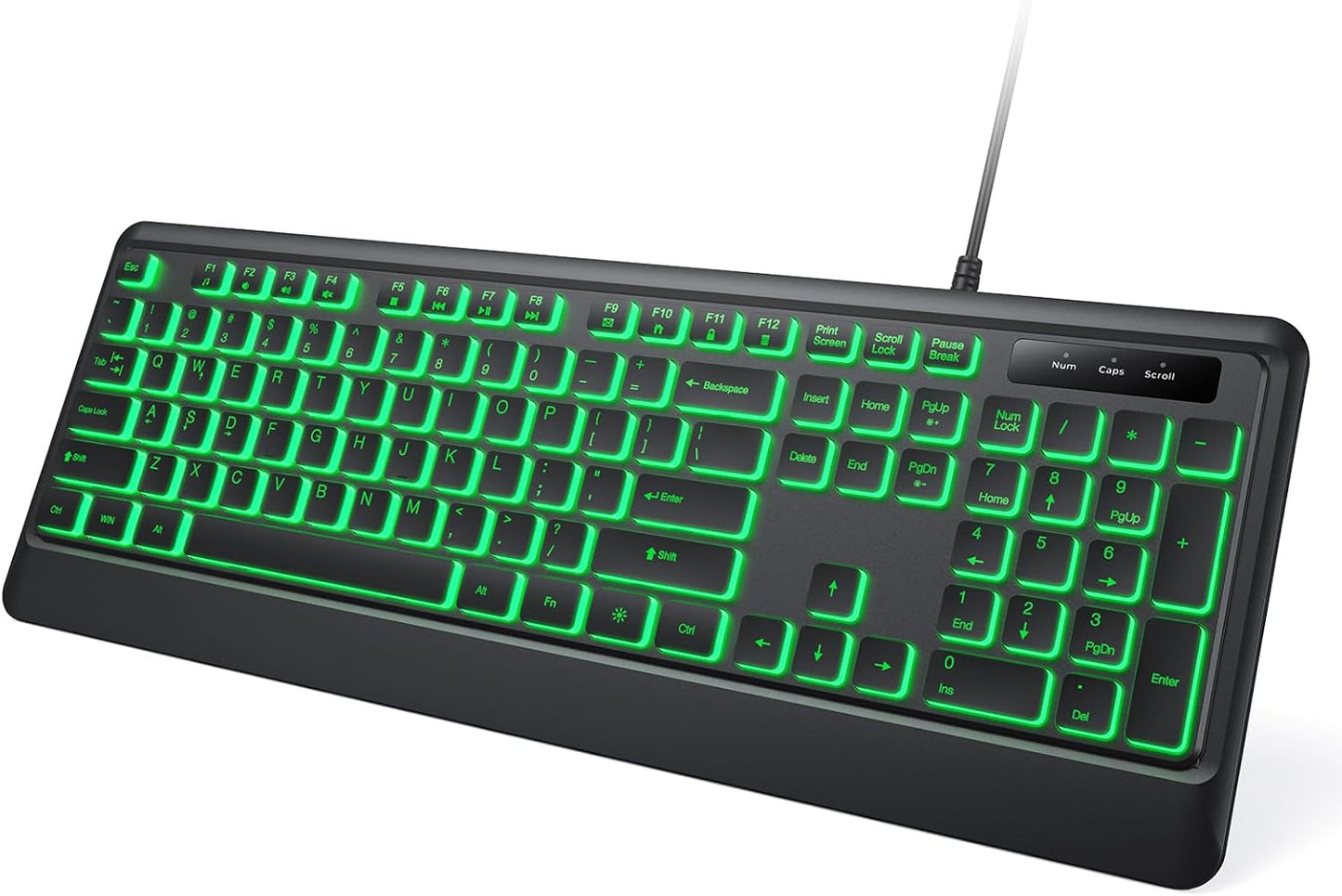 Luzarriba 7 Backlit Computer Keyboards, Wired USB LED Keyboard with Colors Backlight, Plug and Play, Waterproof, Full