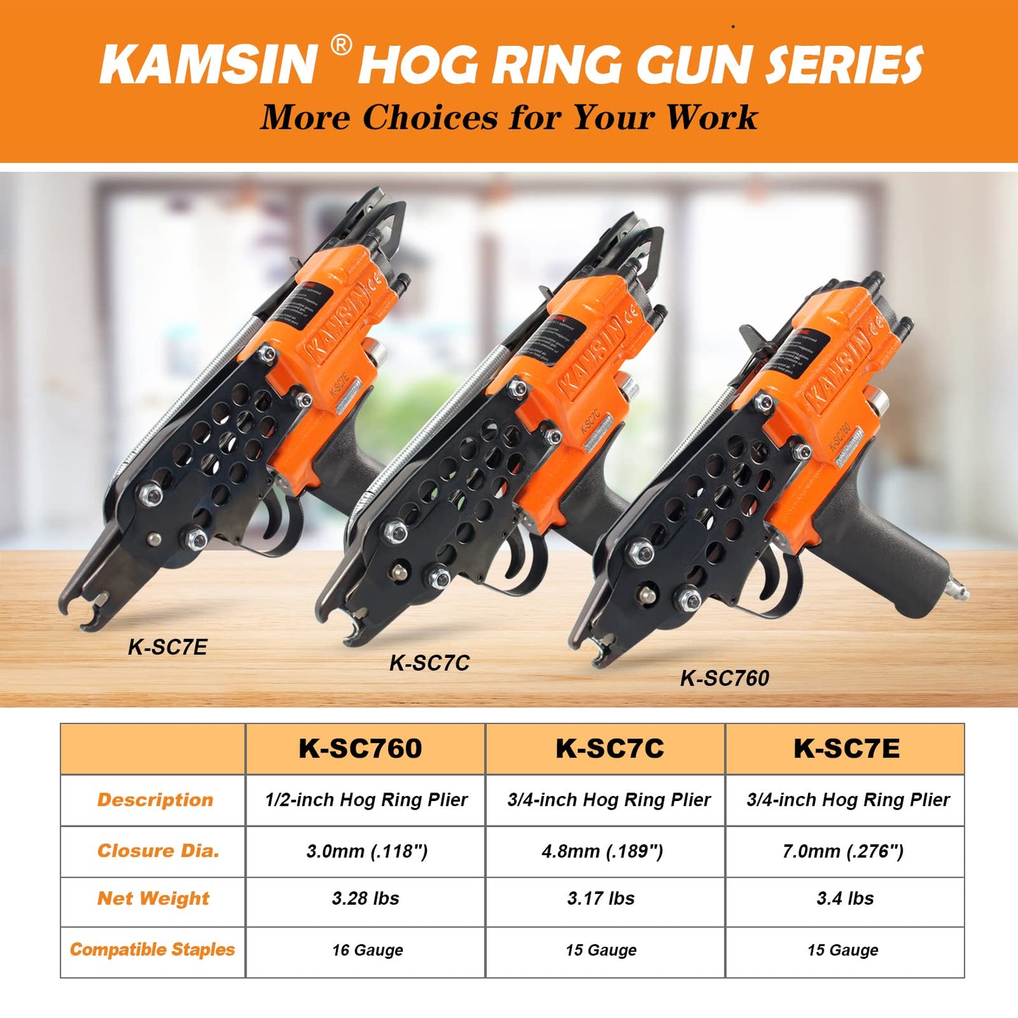 Bundle of K-SC7E Hog Ring Gun and 1,000 Stainless Steel Staples