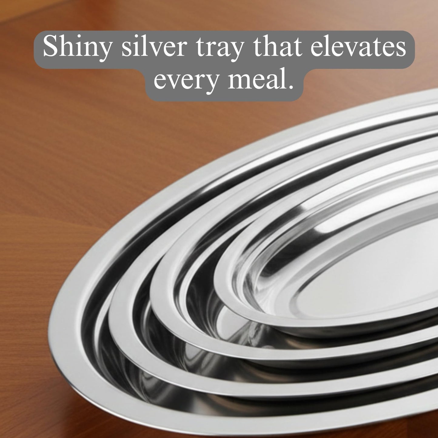 Chandler Stainless Steel Serving Tray 14 Inches | platters and trays for parties, Premium Oval Silver Platter for Serving Food, Party Trays, Turkey Platter