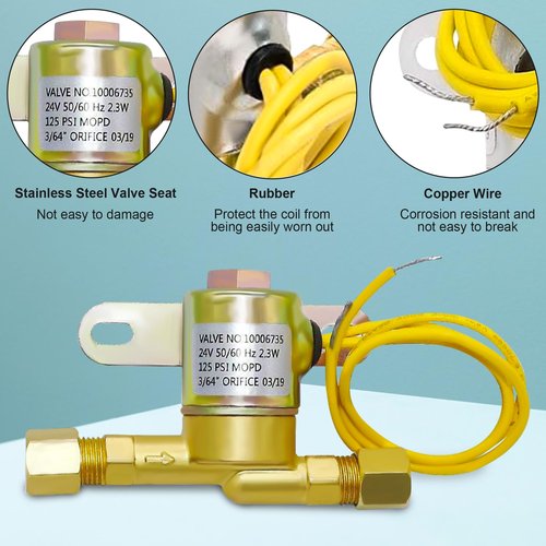 4040 Humidifier Solenoid Valve 24 volts 60 Hz (Yellow) Fit for A-prilaire Humidifier Compatible with 400 400M 500 500M 600 600M 558 550 A 550 568 560A 560 700 700M 768 760A 760 - 1 YEAR WARRANTY