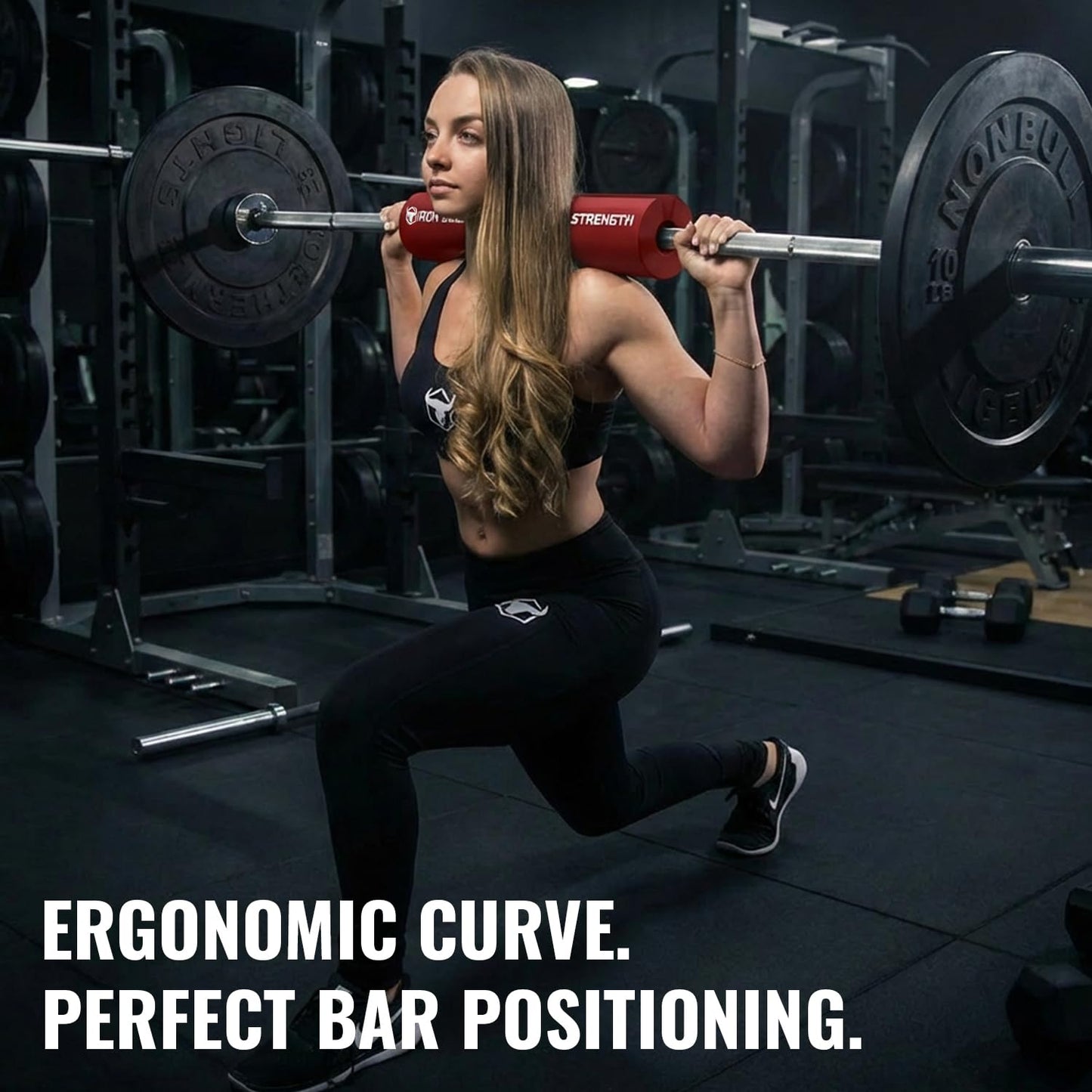 Advanced Squat Pad - Barbell Pad for Squats, Lunges & Hip Thrusts - Neck & Shoulder Protective Pad Support (Red)