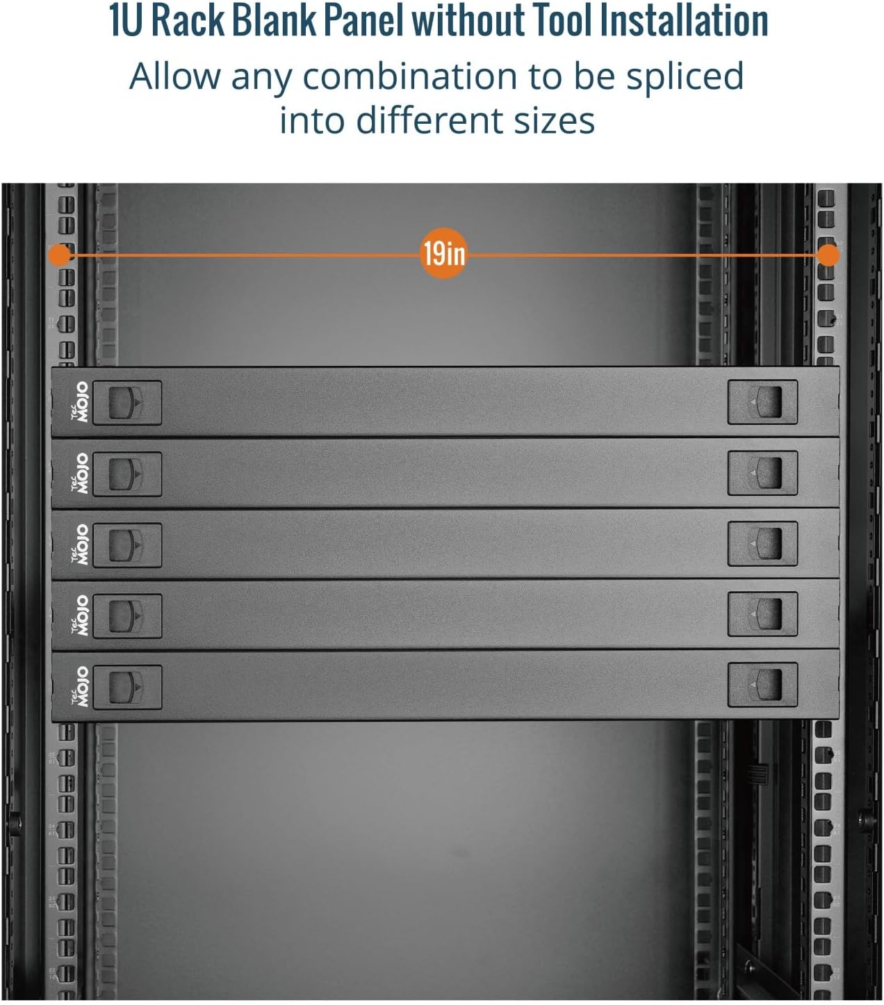 Tecmojo 5 Pack 1U 19 Rack Blank Panel, Cold Rolled Steel Rack Panel, Rack Mount Plate for in Server Rack Enclosure