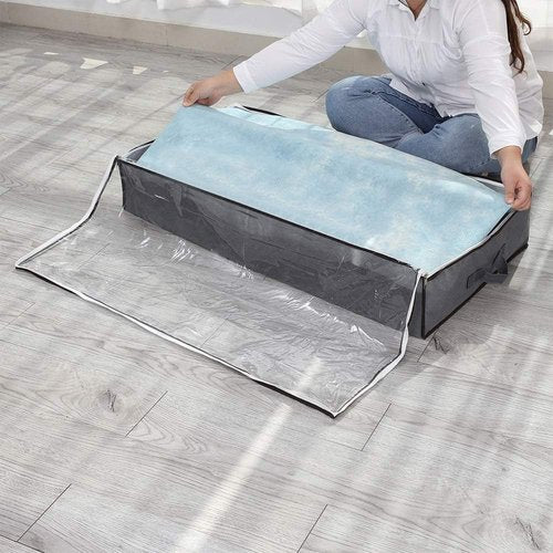 JERIA Underbed Storage Bags - 2 Pack Large Organizers with 4 Handles & Clear Window | 40" L X 20" W X 7" H