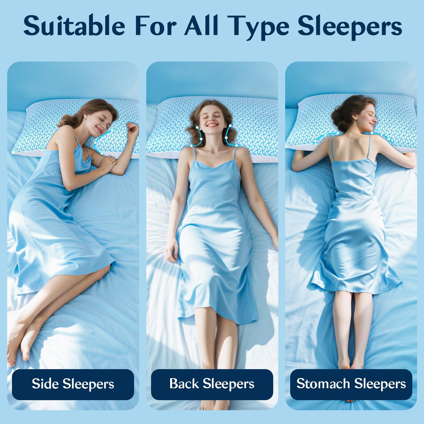 SUPA MODERN Shredded Memory Foam Pillows Queen Size Set of 2, Cooling Bed Pillow for Sleeping for Hot Sleepers, Adjustable Pilllows for Side Back and Stomach Sleepers, Neck & Shoulder Comfort Support