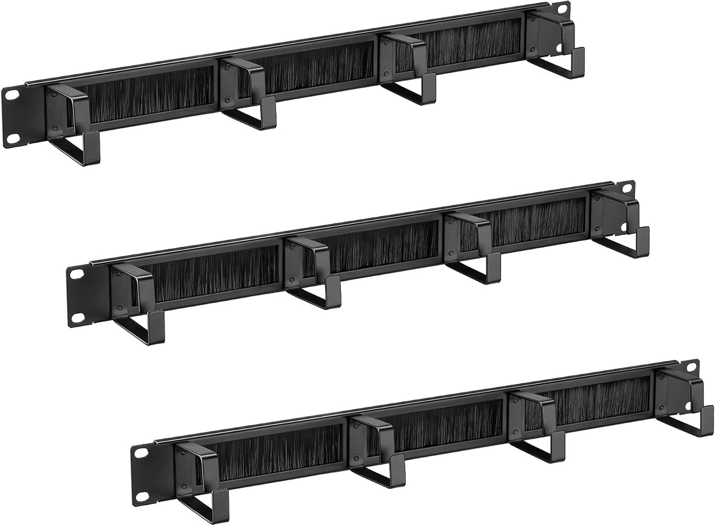kwmobile 1U 19" (Pack 3) Server Rack Cable Management Brackets of - Steel Cable Organizers for Fiber Optic, Network