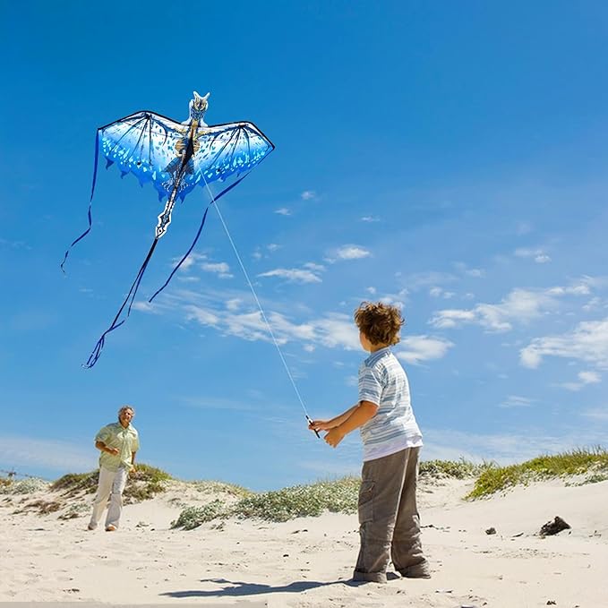 Mint's Colorful Life Dragon Kite for Kids & Adults, Easy to Fly Best Beach Kites for Beginners, 300ft Kite String Included
