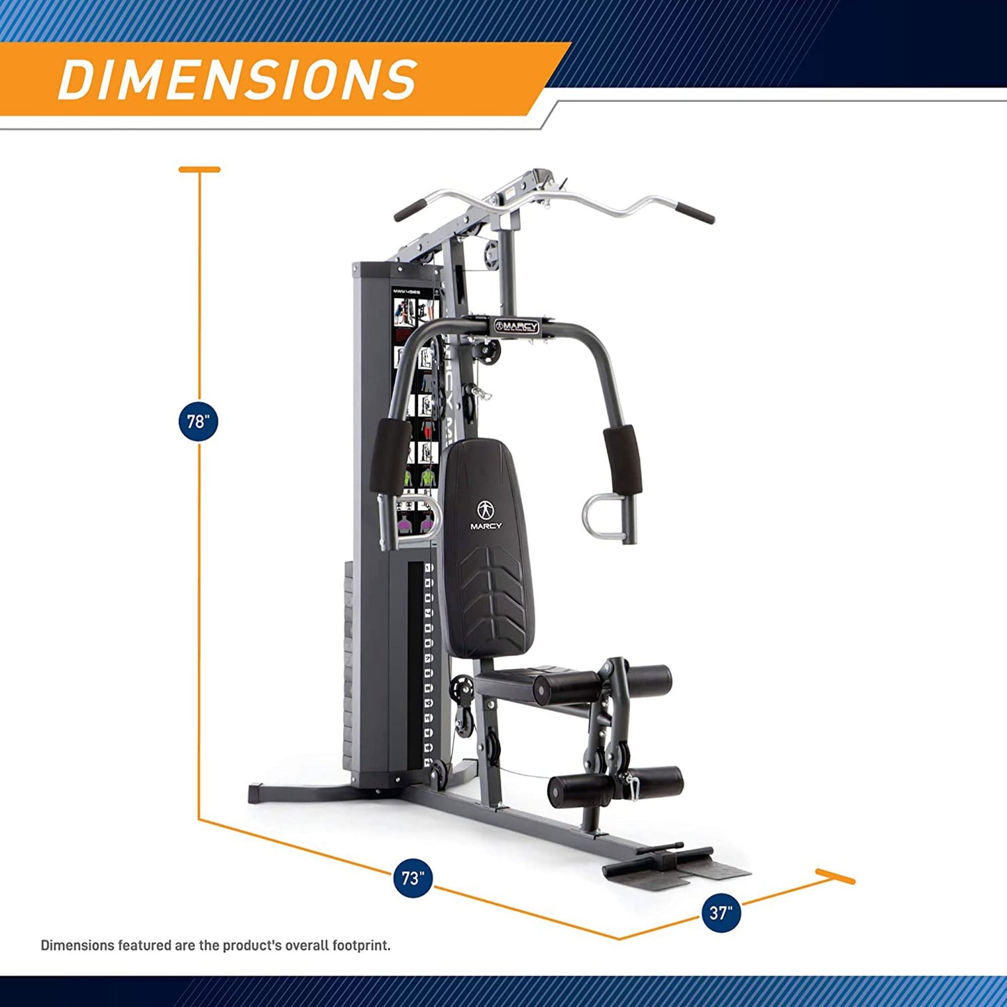 Marcy Home Gym Workout Station, Full Body Exercise and Training Equipment with Leg Press, Cable Pulley, Smith Machine, LAT Pulldown & Weights, White