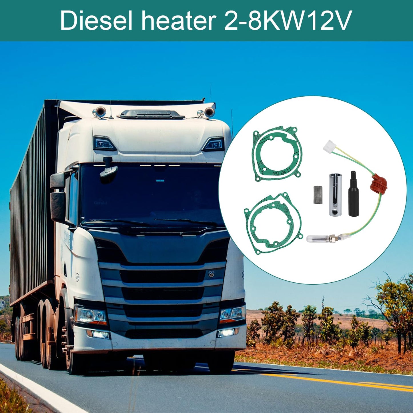 Glow Plug Repair Kit, 8pcs Diesel Parking Heaters 12V 2KW 5KW 8KW Glow Plug Ceramic Glow Plug Heater Repair Parts Glow Ignition Plug Kit Heater Accessories for Car Truck Boat