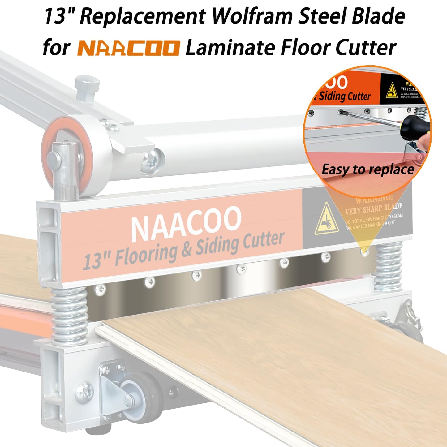 Heavy Laminate Floor Cutter with Replacement Blade, NAACOO 13“ Vinyl Floor Cutter with wheel,Vinyl Plank Cutter – Just 1 Step Meet Angle&Length Cutting,