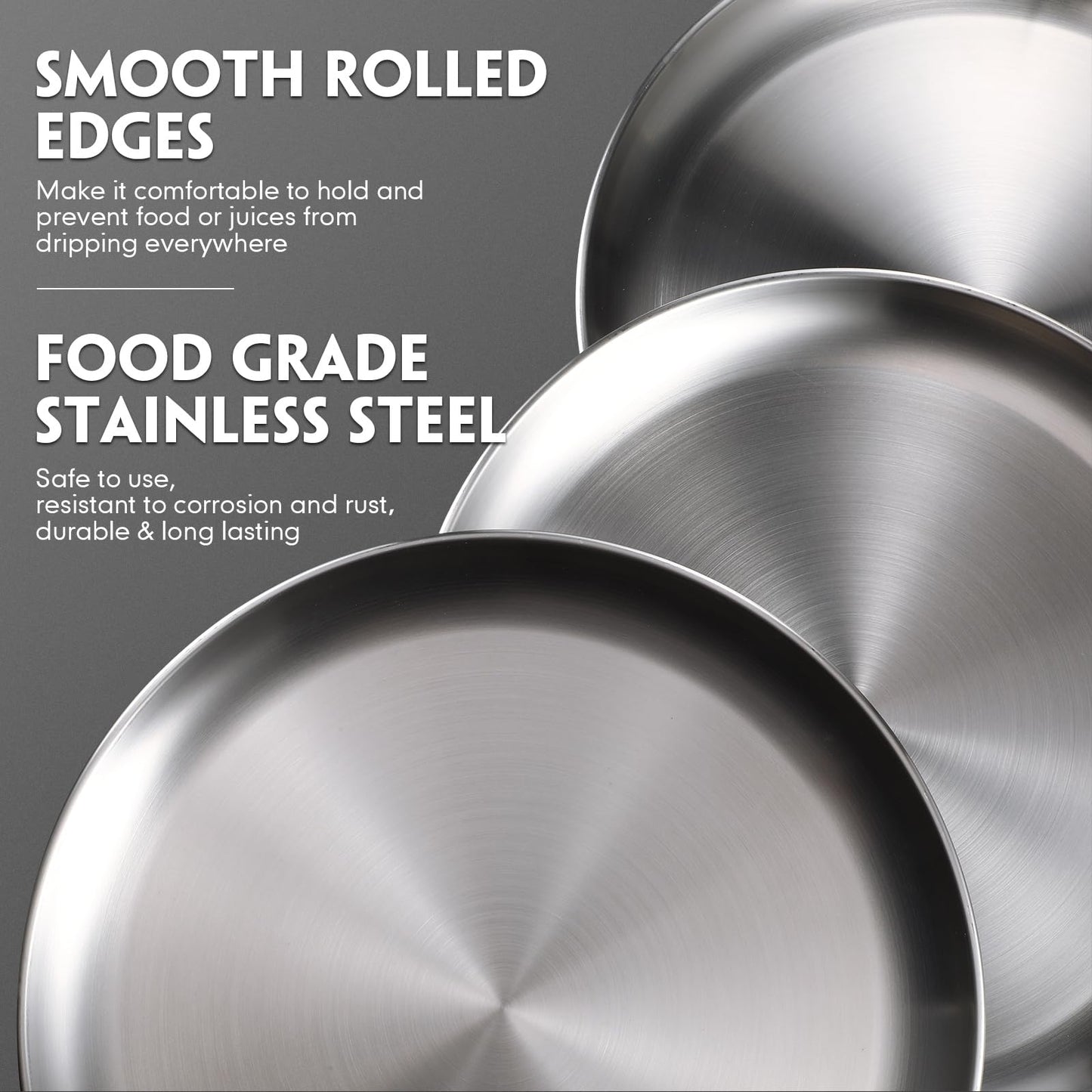 Thenshop 8 Pieces 8 Inch Pizza Pans Bulk Stainless Steel Sets Round Bakeware Pizza Trays for Oven Freezer Kitchen Baking Home Restaurant Picnics Safe Sturdy Reusable Easy Clean(Silver)