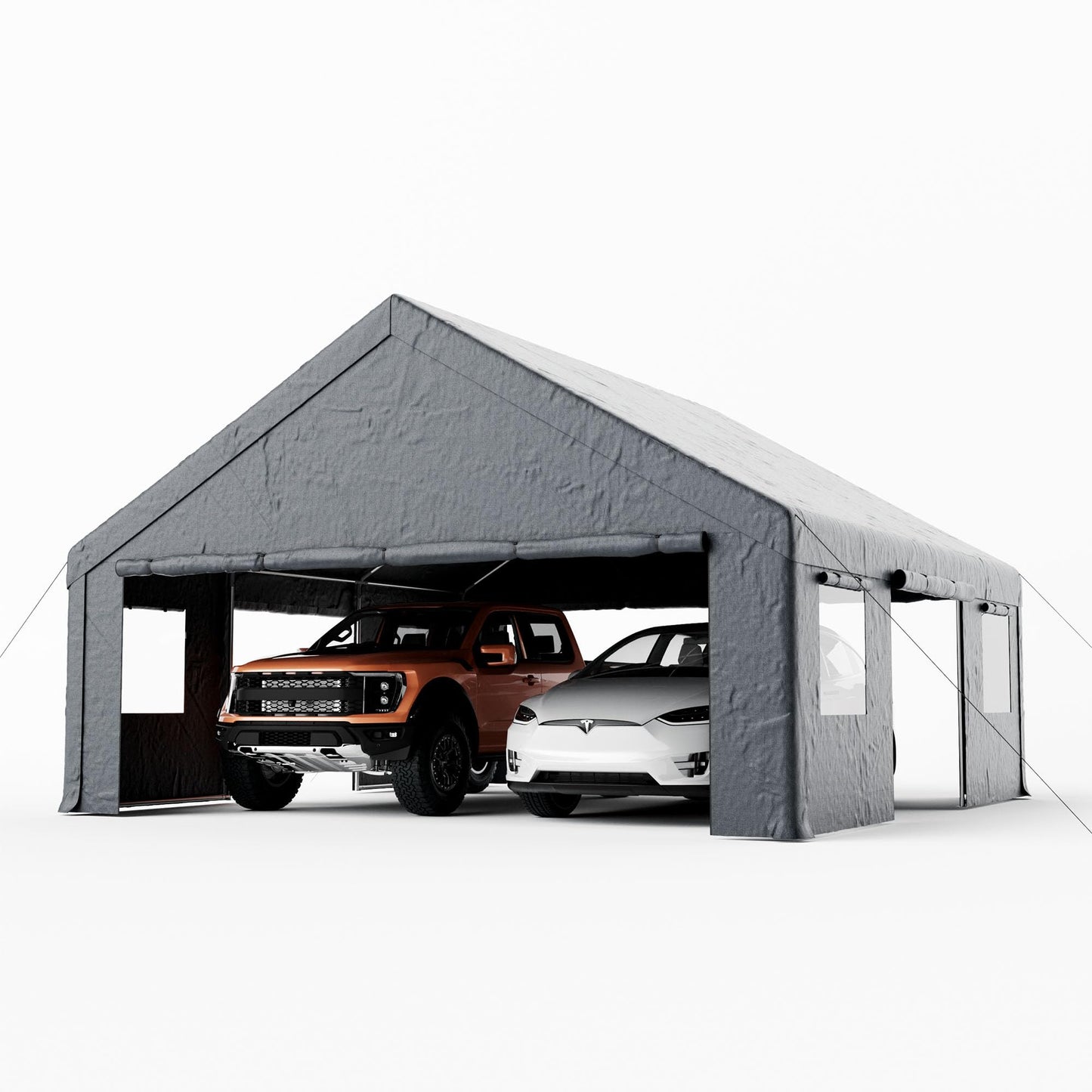 SUNBURY Heavy Duty 20x20ft Carport with Side Doors, Outdoor Storage Waterproof & UV-Resistant Garage Canopy, Portable Car Shelter for Cars, Trucks, Boats