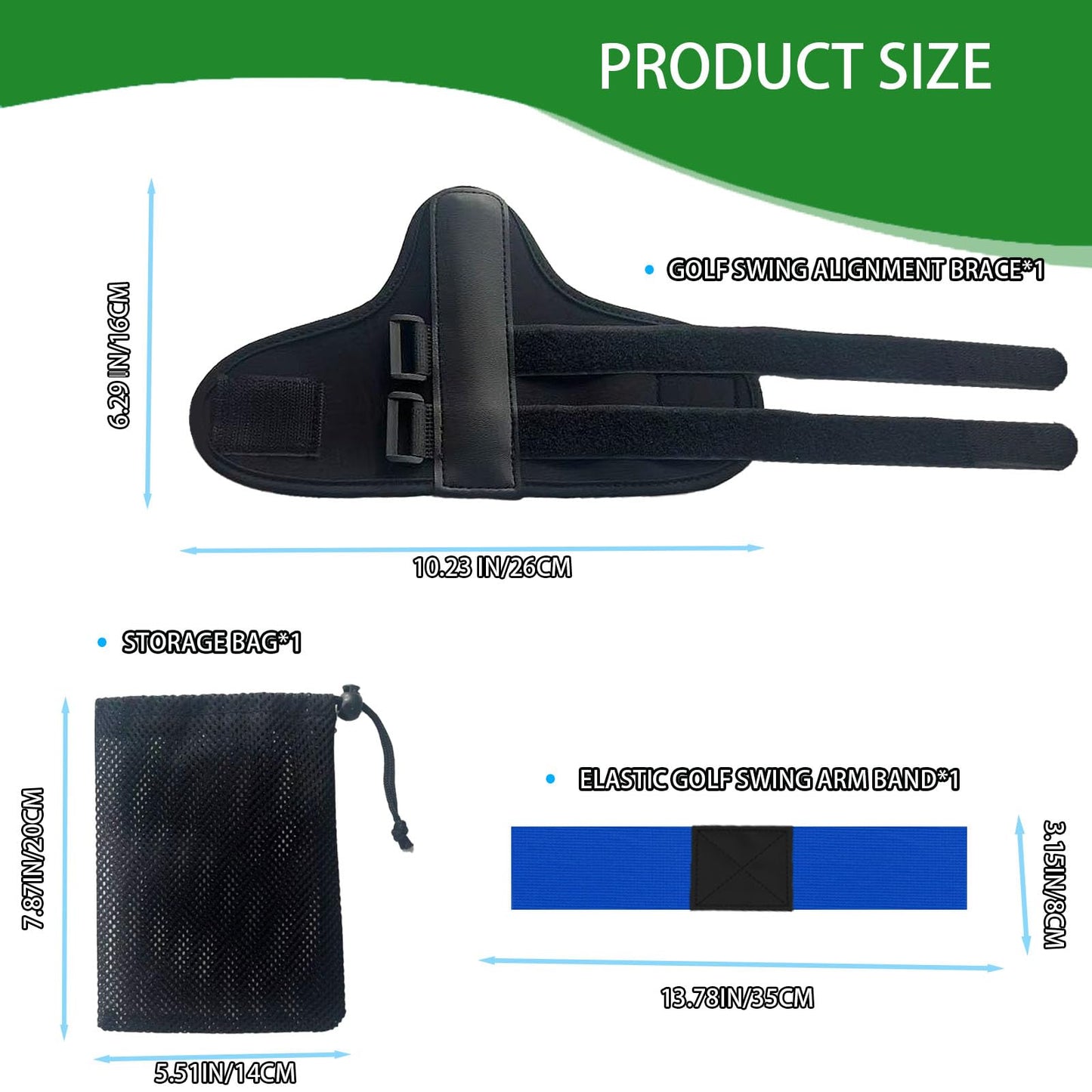 Siciwelely Golf Swing Training Kit with Wrist Strap/Arm Band/Storage Bag, Golf Swing Training Aid to Correct Wrist Angle & Develop Muscle Memory,Golf Wrist Swing Brace Corrector for Golf Beginners
