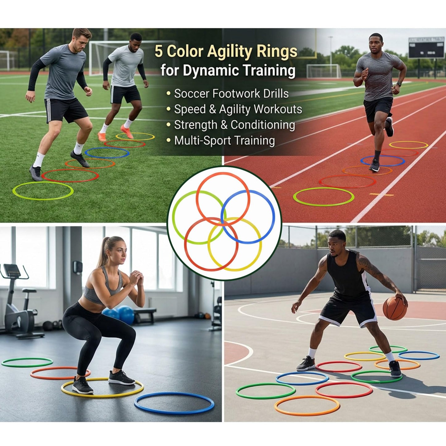 Avoirdus 30 PCS Agility Rings Speed Training Set: 15" Exercise Speed Circle Jump Hoops for Soccer Football Footwork Coordination Speed Drill and Athletic Training Equipment
