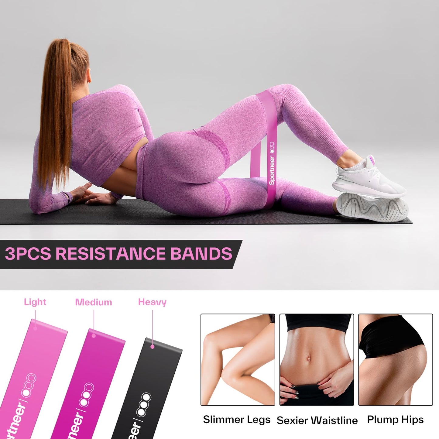 Sportneer Barbell Pad Set: 10 Pcs Squat Pad for Hip Thrusts, Lunges, Leg Day, Standard Olympic Bars with 2 Ankle Straps, 2 Lifting Straps, 3 Resistance Bands, Barbell Pad, Workout Poster and Carry Bag