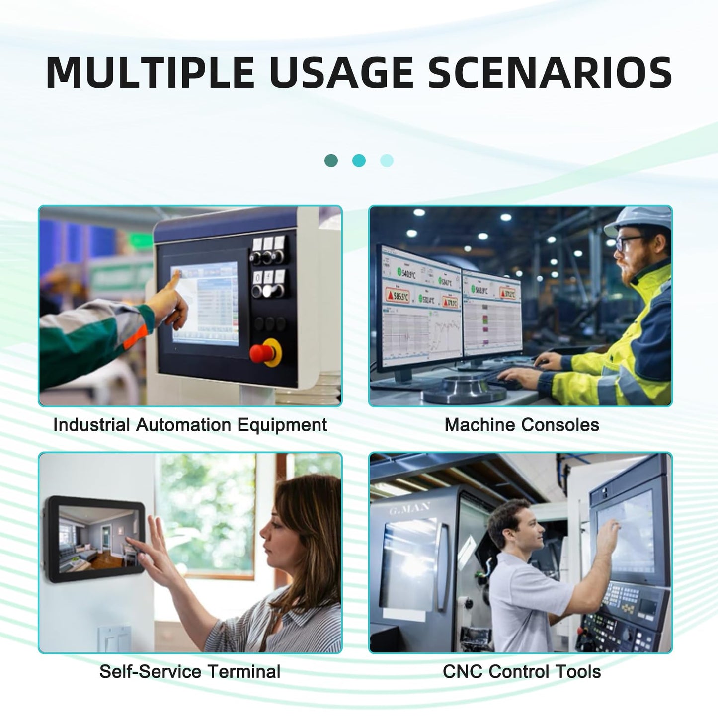 Senisway 18.5 Inch Open Frame Capacitive Touch LCD Monitor Surface is IP65 Waterproof 1366x768 @ 60Hz TFT LCD IK08 Input Industrial Touch Monitor 10 Finger Capacitive Touch