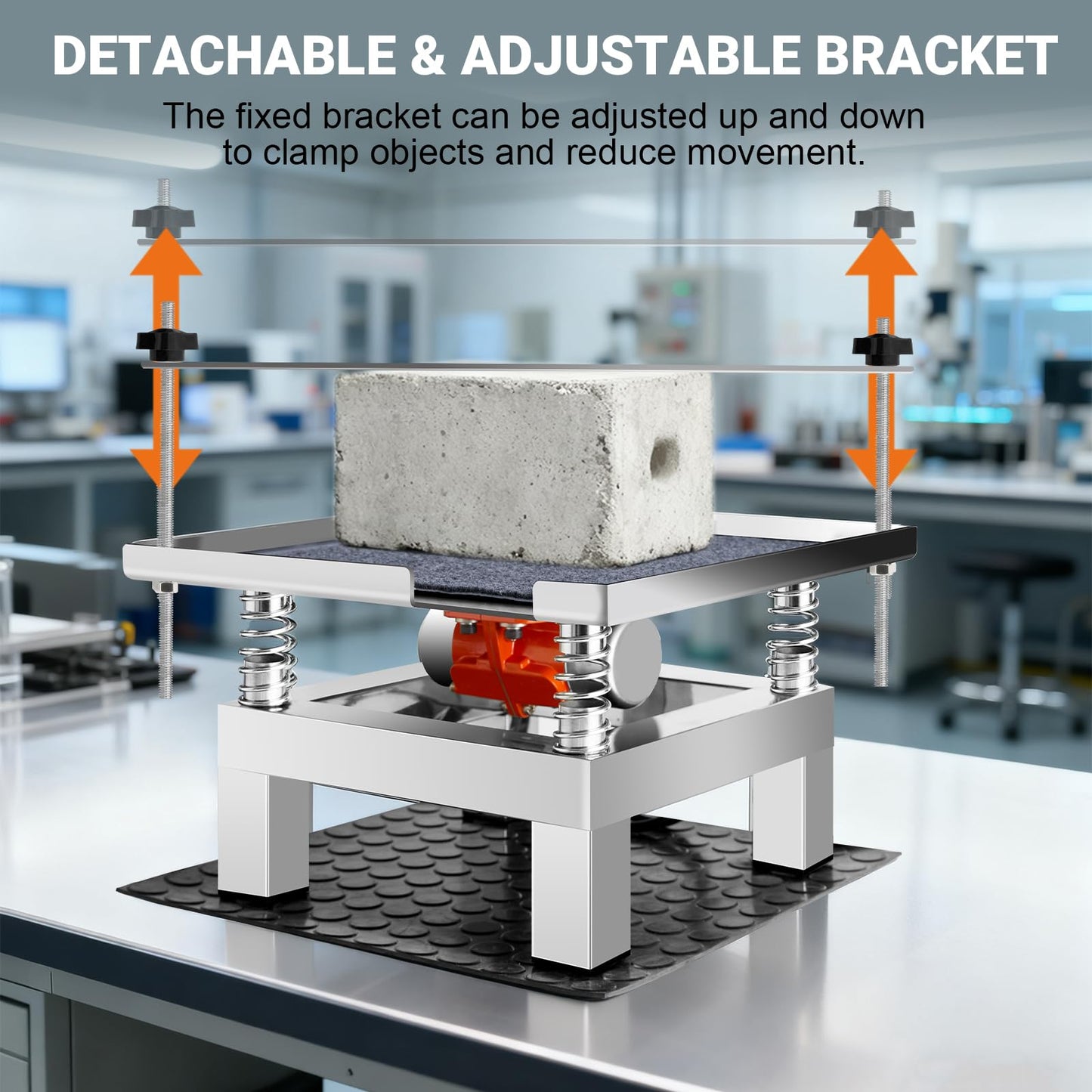 Concrete Vibration Table 13.78×13.78in With Cloth Mat,For Molds Lab Stainless Steel Concrete Vibrating Tool,Governor Adjustment
