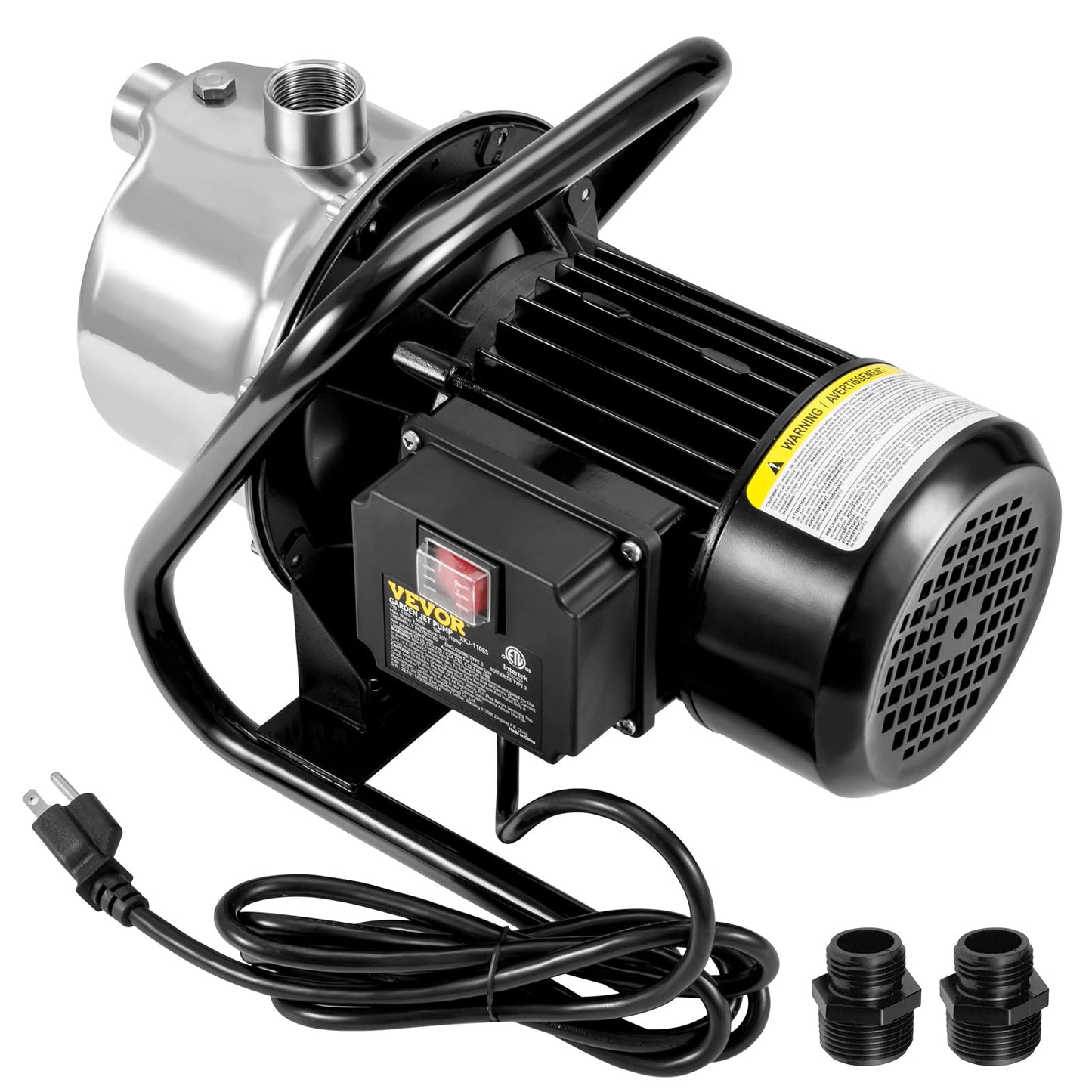 VEVOR Shallow Well Pump, 1.1 HP 115V, 978 GPH 131 ft Height, 40psi Max Pressure, Portable Stainless Steel Sprinkler Booster Jet Pumps for Garden Lawn Irrigation system, Lake Fountain, Water Transfer