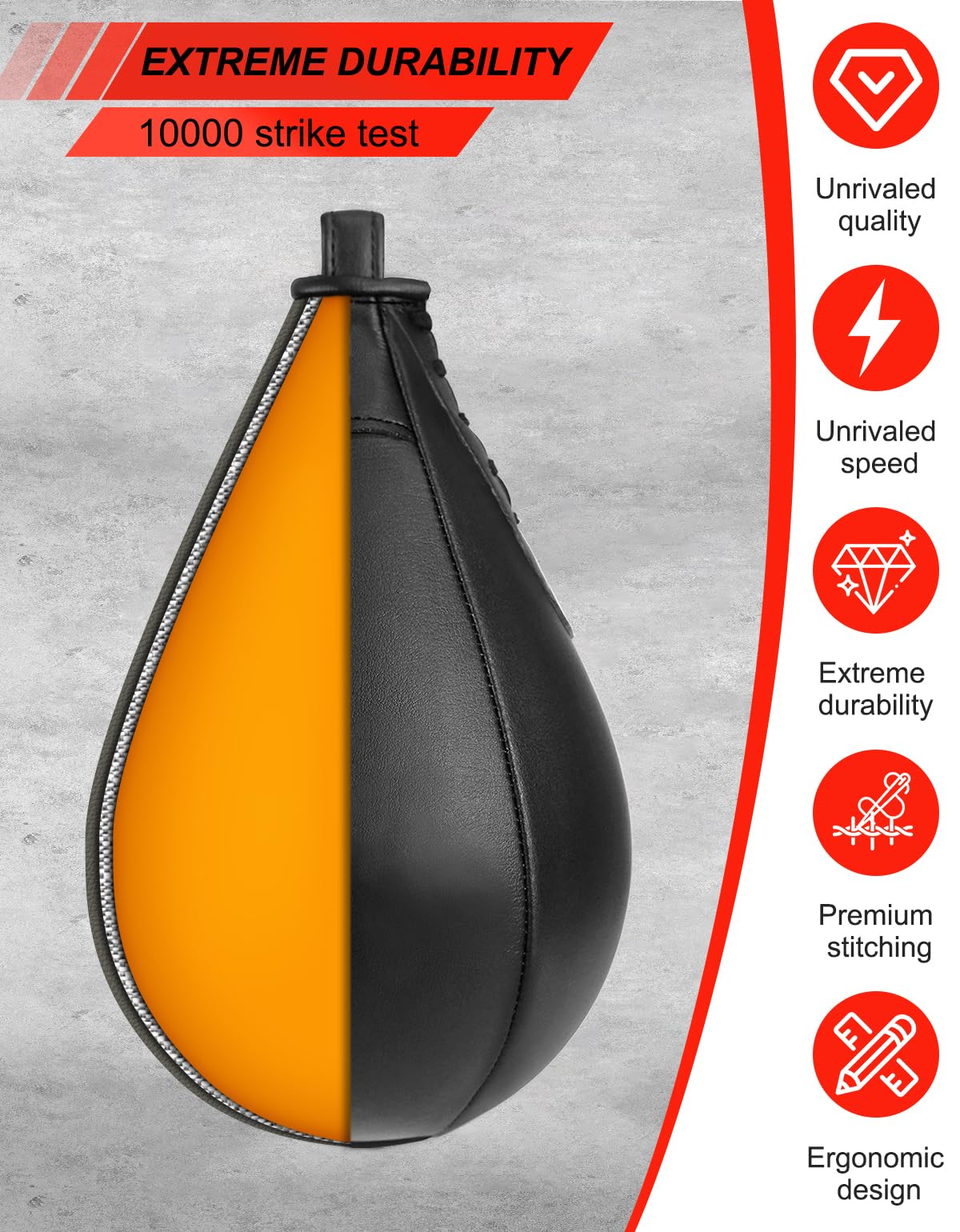 SAEEPABUL Boxing Speed Bag for Adults - Professional Synthetic Leather Punching Bag with Latex Bladder, Adjustable Training Equipment for Home Gym Fitness Black