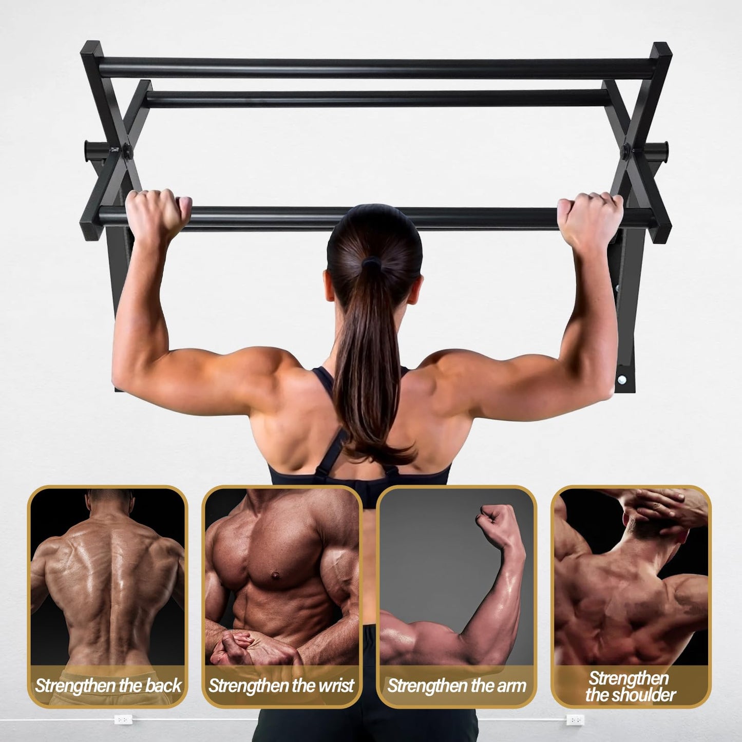 BDL Wall Mounted Rotating Pull Up Bar Speed Climbing Chin Up Bar Wall-Mounted Training Frame, Rotate or Fix Bar for Climbing Training Supports to 440 Lbs