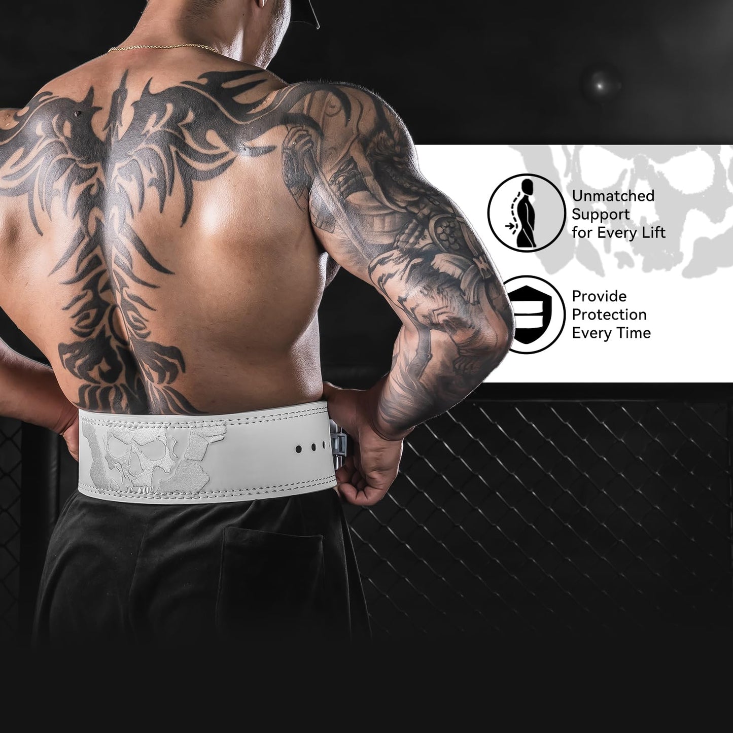 Lever Lifting Belt for Man and Women, Weightlifting with Adjustable Heavy Duty Buckle, Professional Weight Lifting Belt White/Silver