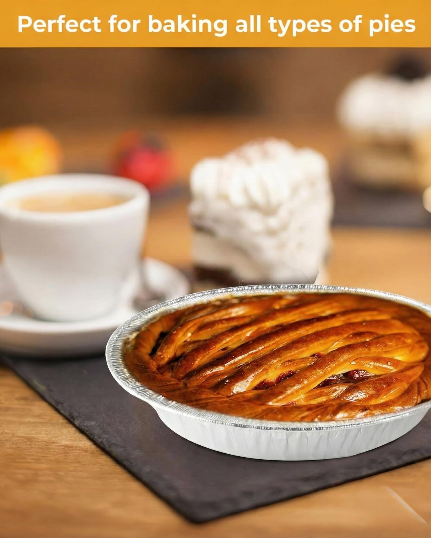 The Baker Celebrations Aluminum Foil Baking Pie Pans – 8 inch (7 inch Inner Diameter) Disposable Plates - Made in USA (Pack of 25)