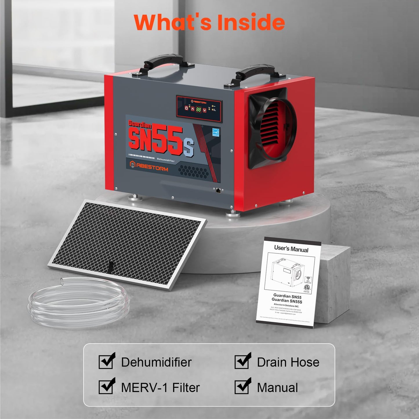 Abestorm Crawl Space Dehumidifier, 120 Pint Controls Commercial Dehumidifiers with Drain Hose for Basement, Under House Auto Defrosting Industrial Crawlspace Dehumidifier