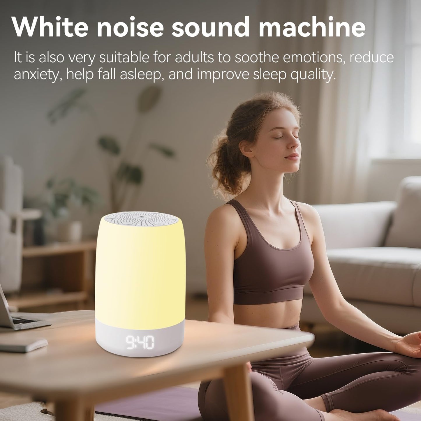 Teen Sound Machine - Bluetooth White Noise Machine with 32 Soothing Sounds & Wake-Up Light