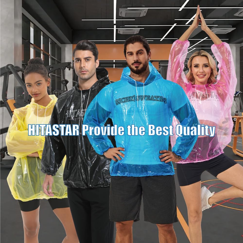 HITASTAR Sauna Pullovers Sauna Suit for Women & Men Sweat Suits Workout Shirt Long Sleeve Sweat Suits with Hood Black 1PCS Plus